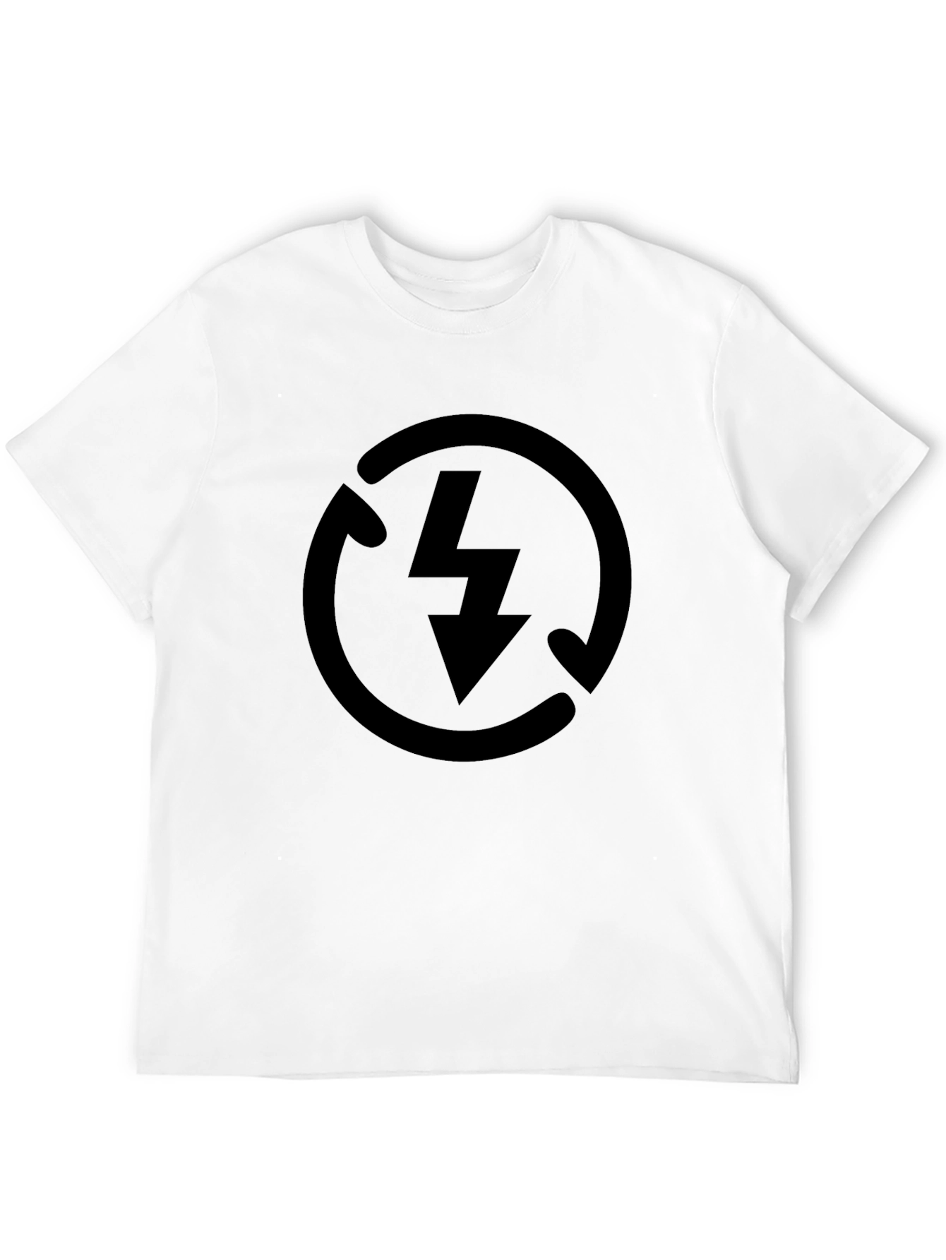 Mens Black Graphic Tee - Energy Bolt Recycle Design