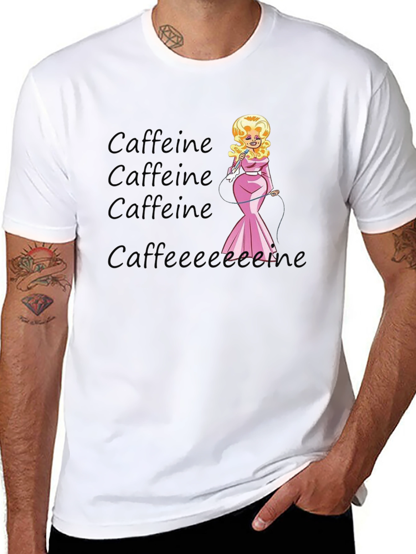 Caffeine Dolly Parton T-Shirt -  Novelty Tee