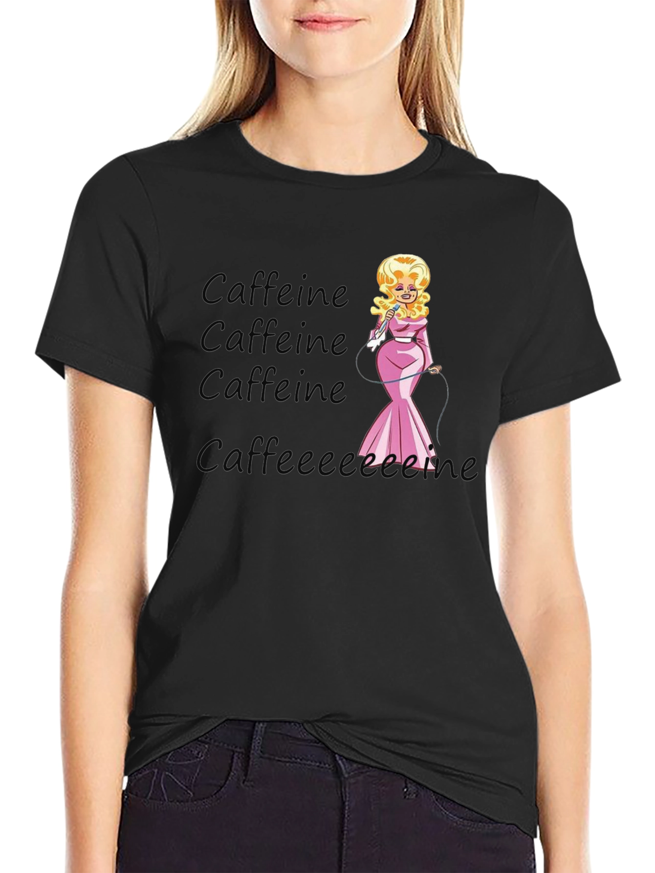 Caffeine Dolly Parton T-Shirt -  Novelty Tee