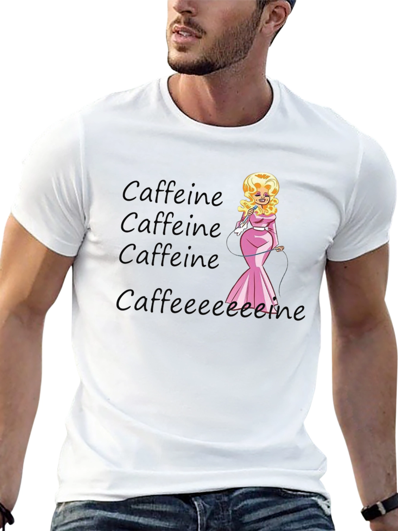 Caffeine Dolly Parton T-Shirt -  Novelty Tee