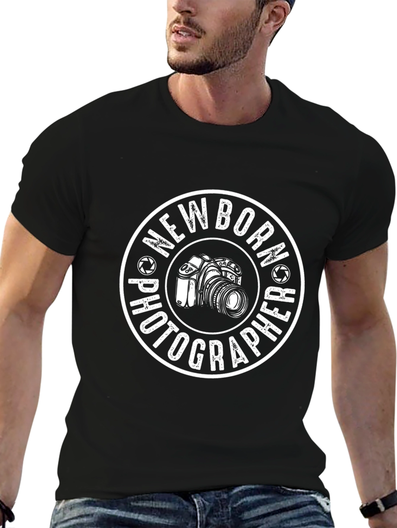 Newborn Photographer Graphic Tee - Black Cotton Shirt