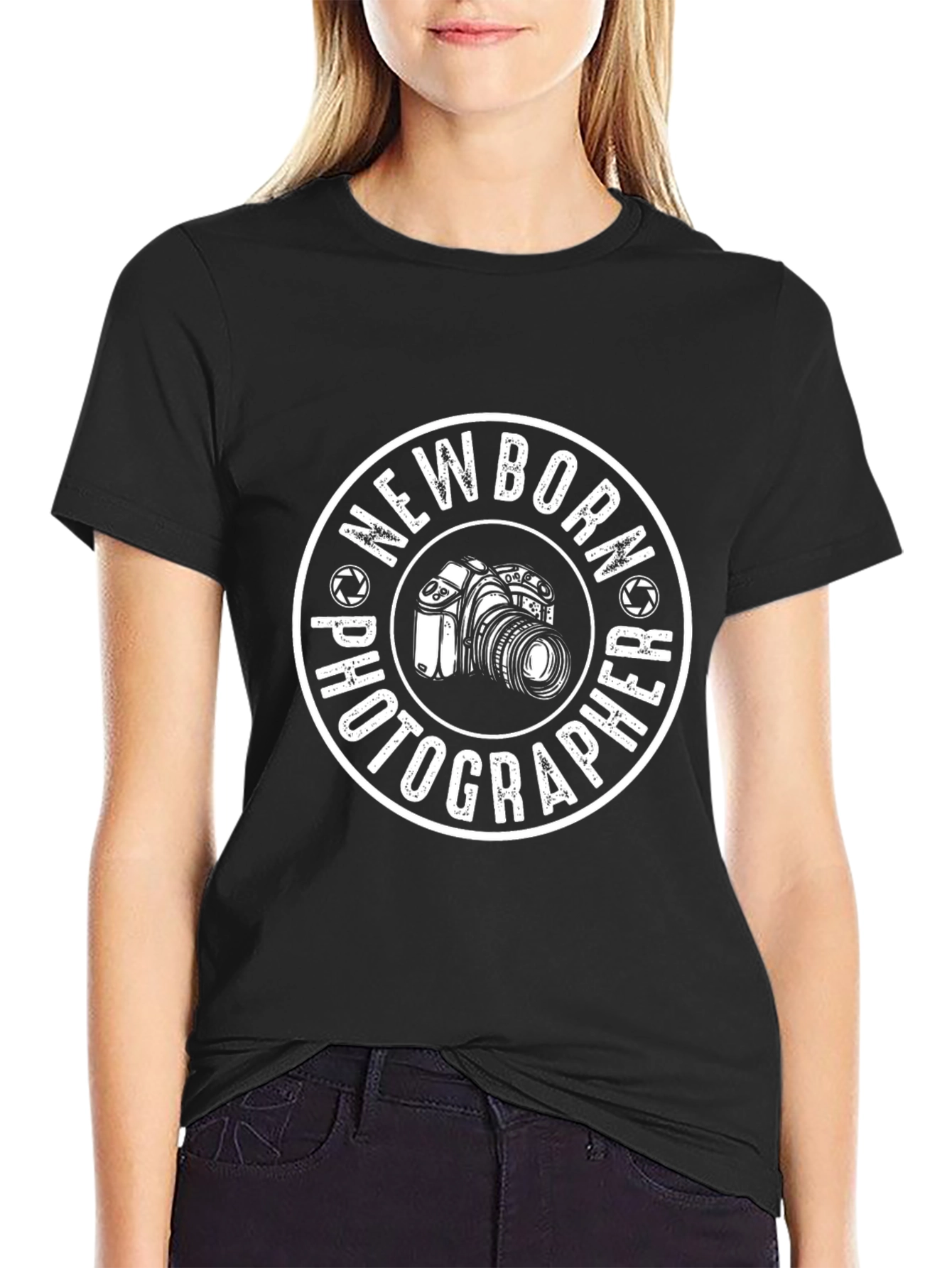 Newborn Photographer Graphic Tee - Black Cotton Shirt