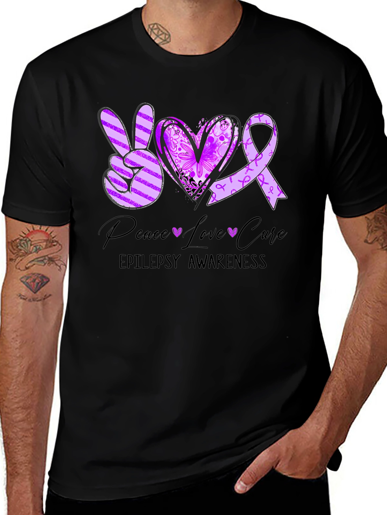 Epilepsy Awareness Peace Love Cure T-Shirt