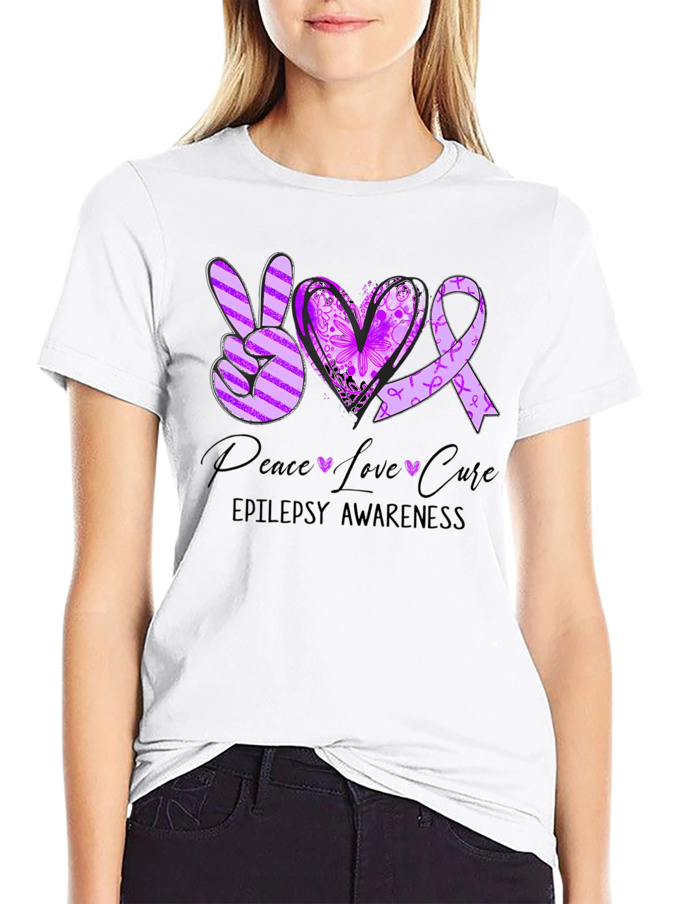 Epilepsy Awareness Peace Love Cure T-Shirt