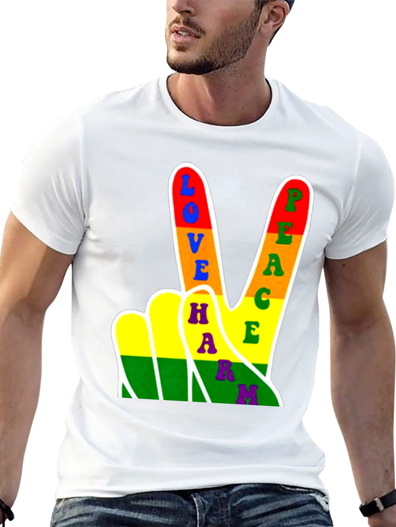 Love Peace Harmony Rainbow Graphic T-Shirt