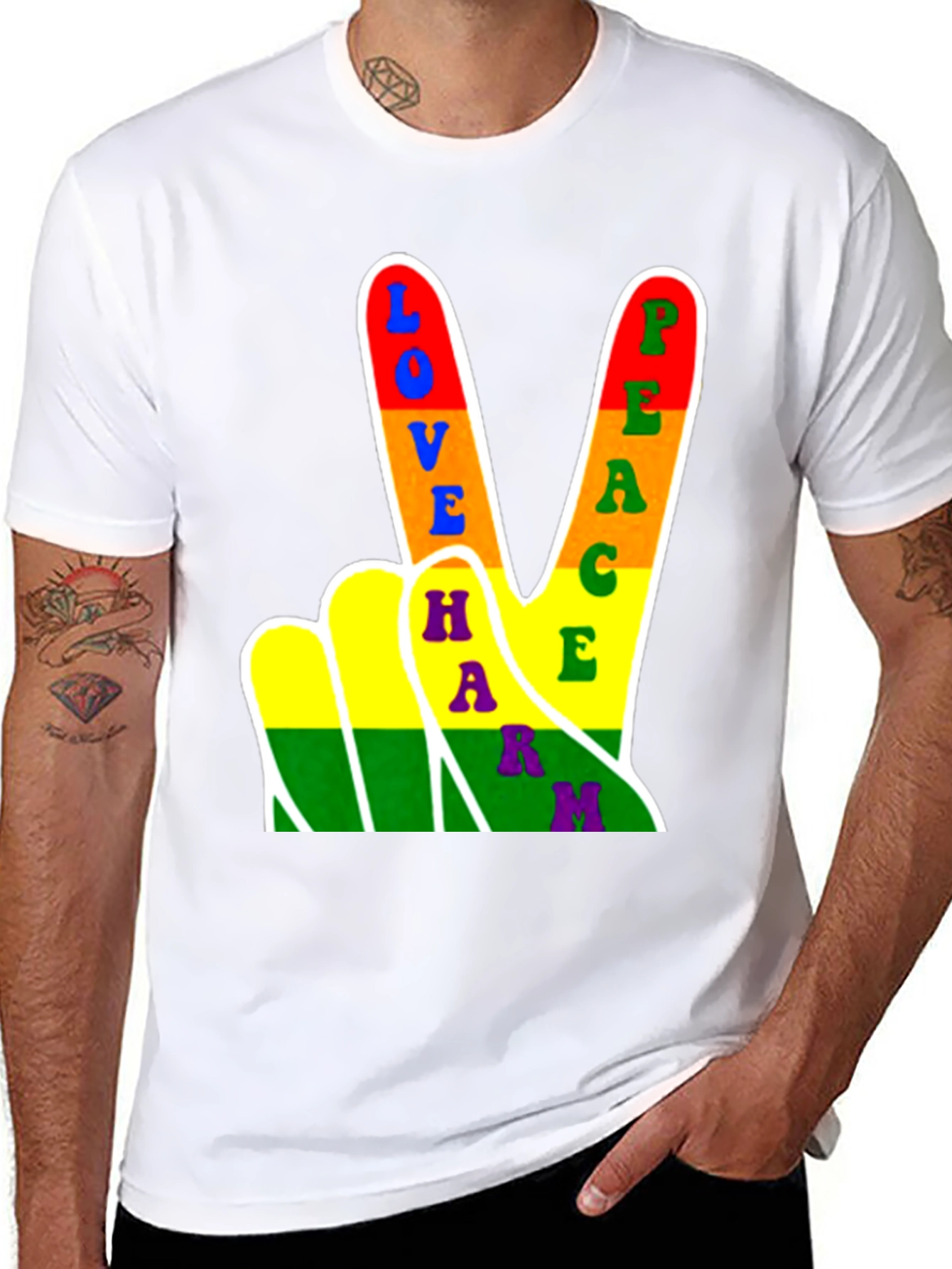 Love Peace Harmony Rainbow Graphic T-Shirt