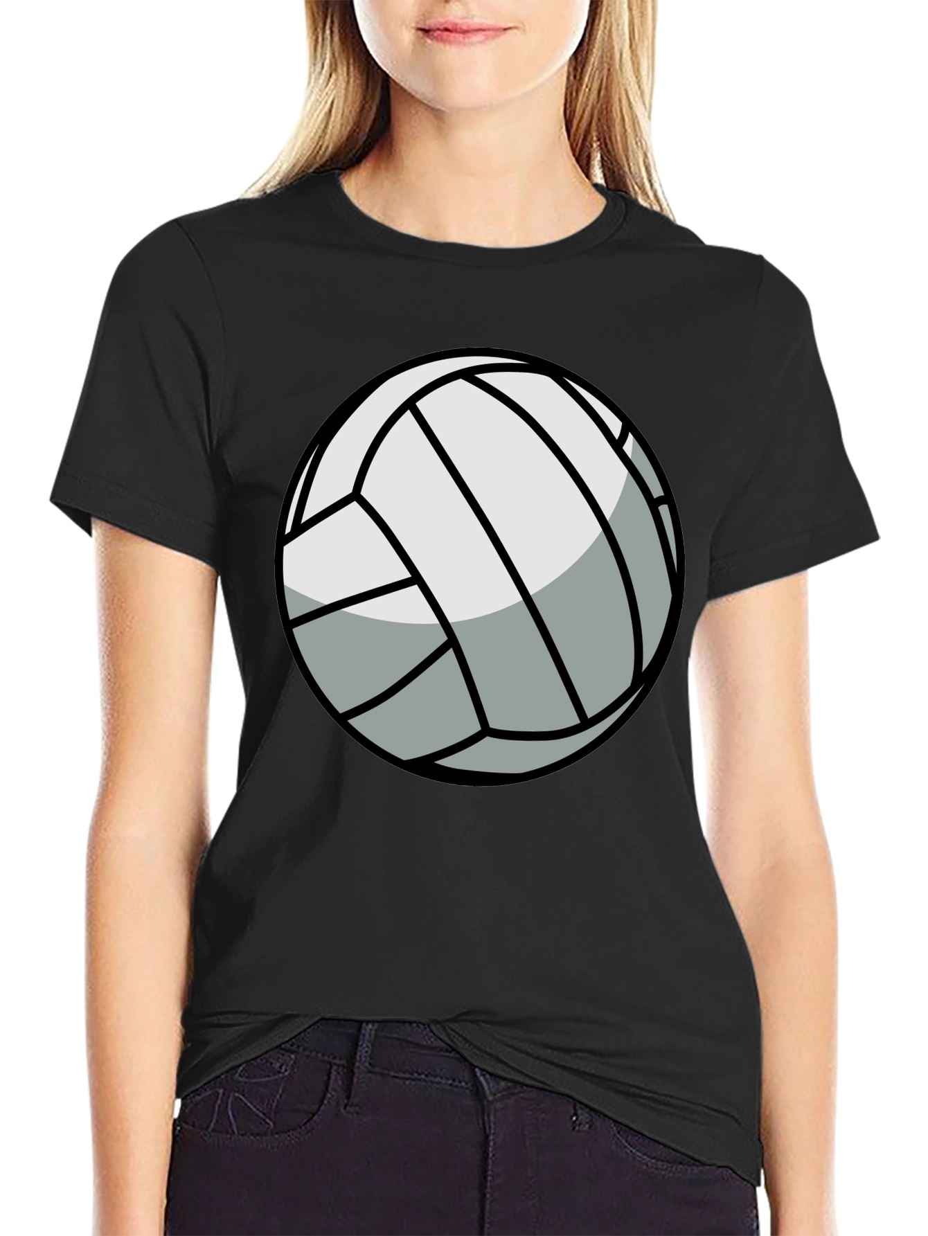Volleyball Graphic Tee - Black Cotton T-Shirt