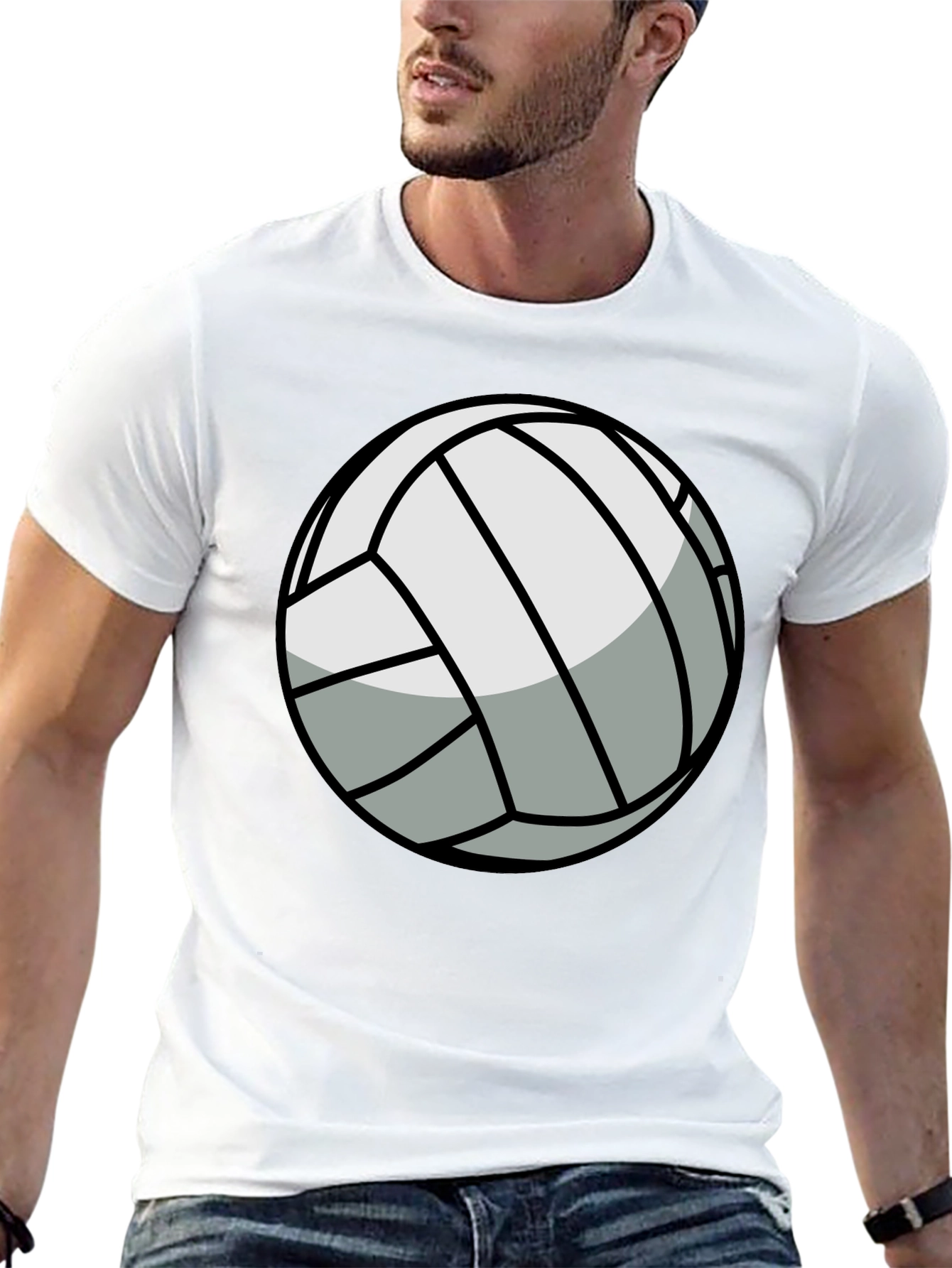 Volleyball Graphic Tee - Black Cotton T-Shirt