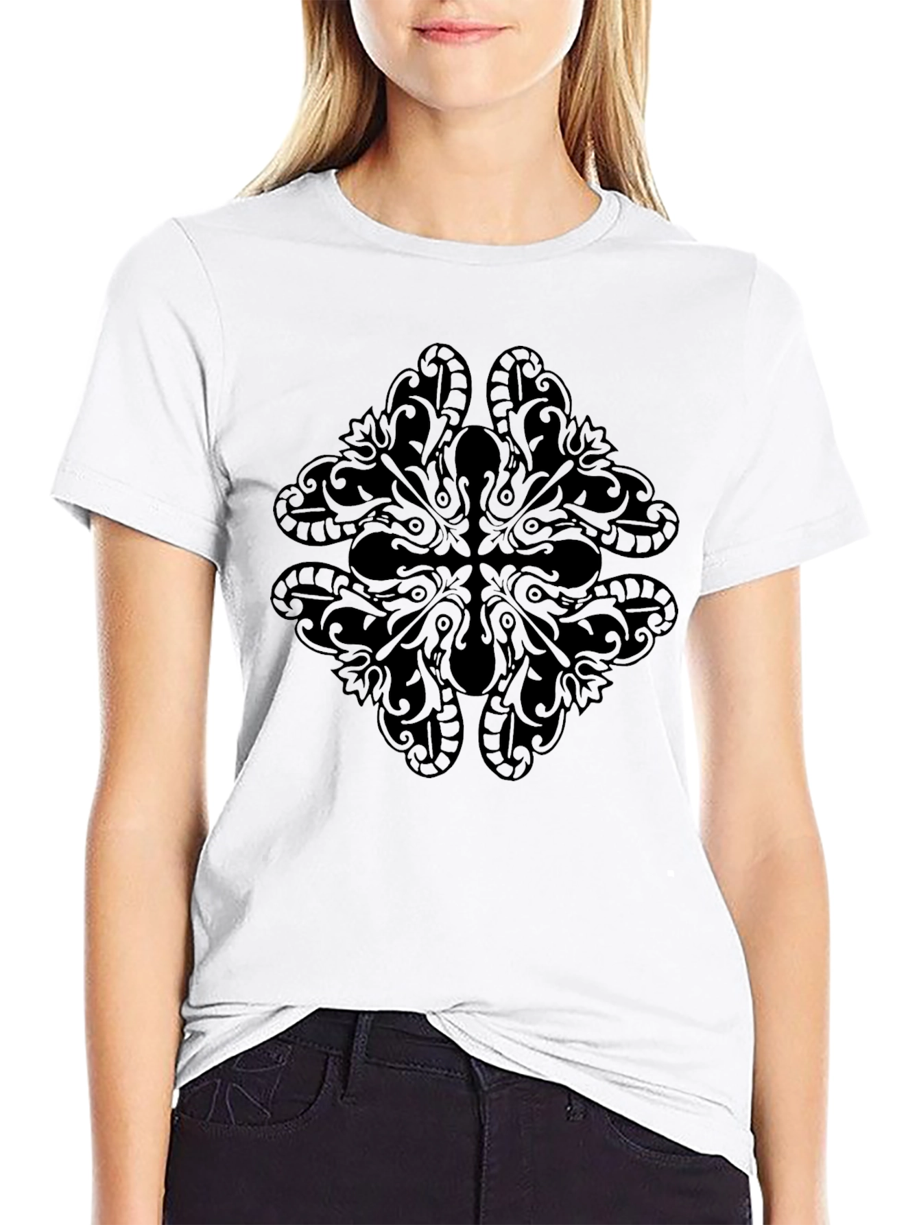 Black Graphic Tee - Abstract Design