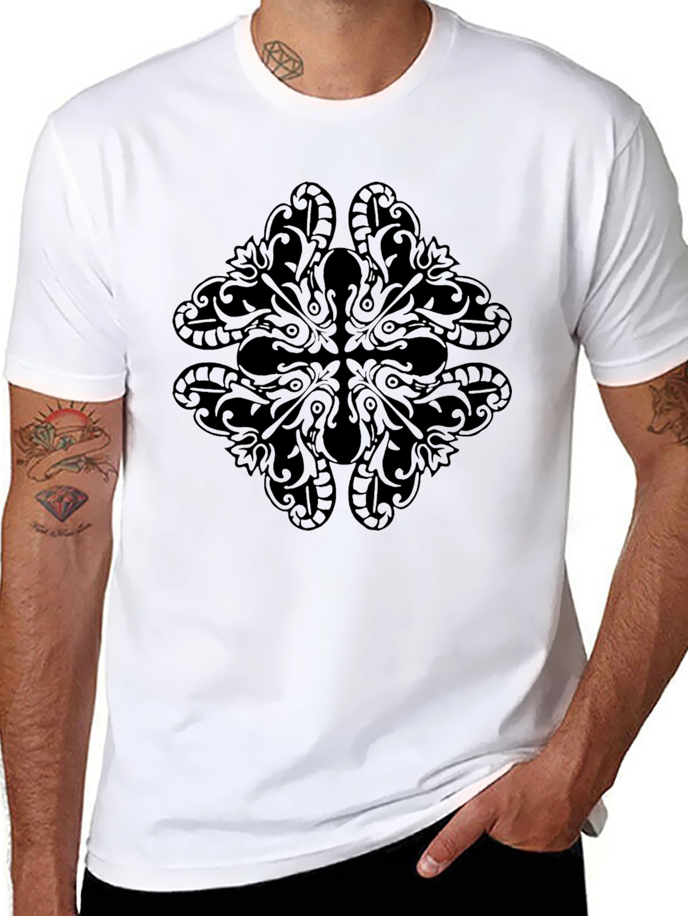 Black Graphic Tee - Abstract Design