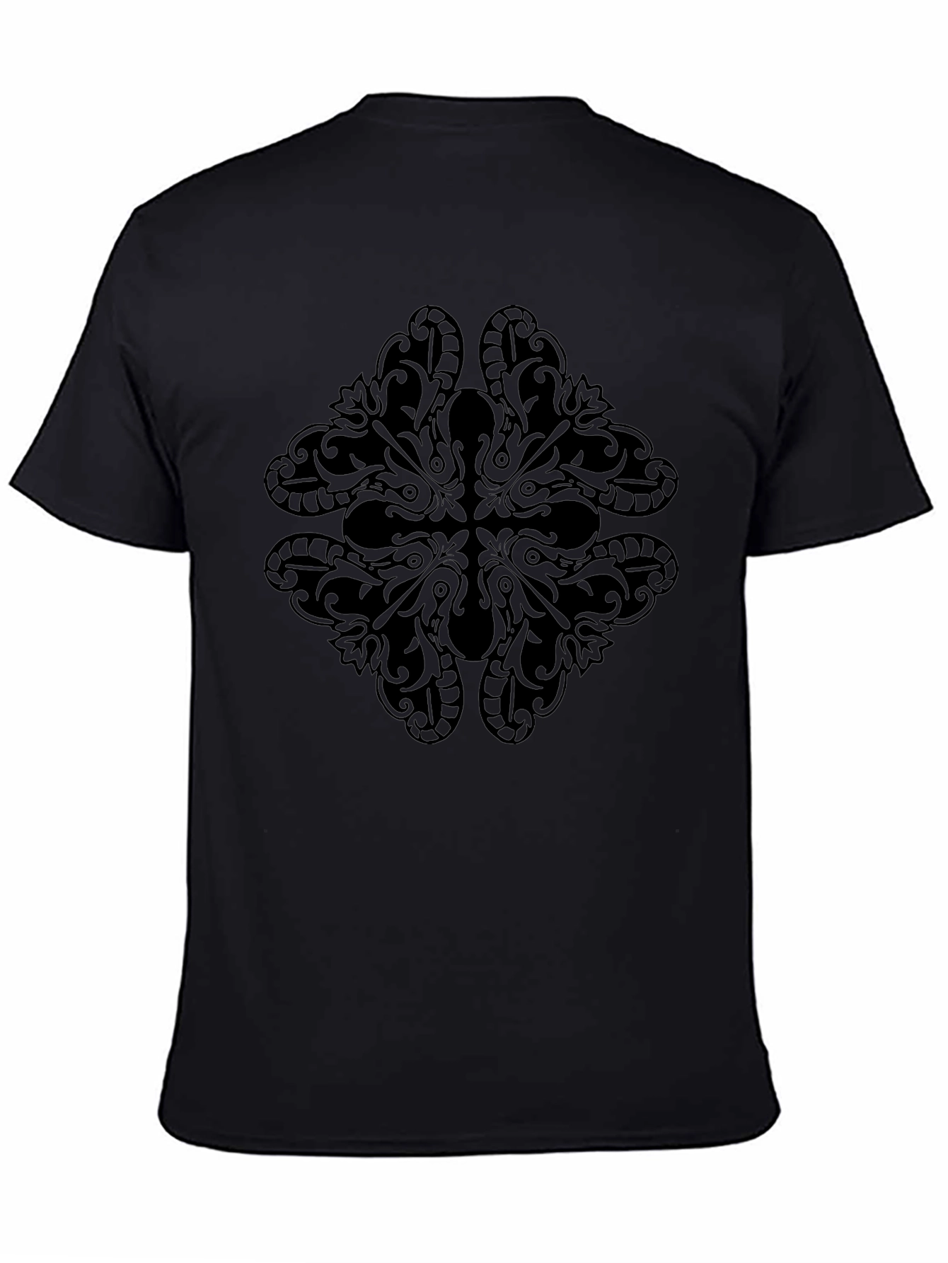 Black Graphic Tee - Abstract Design