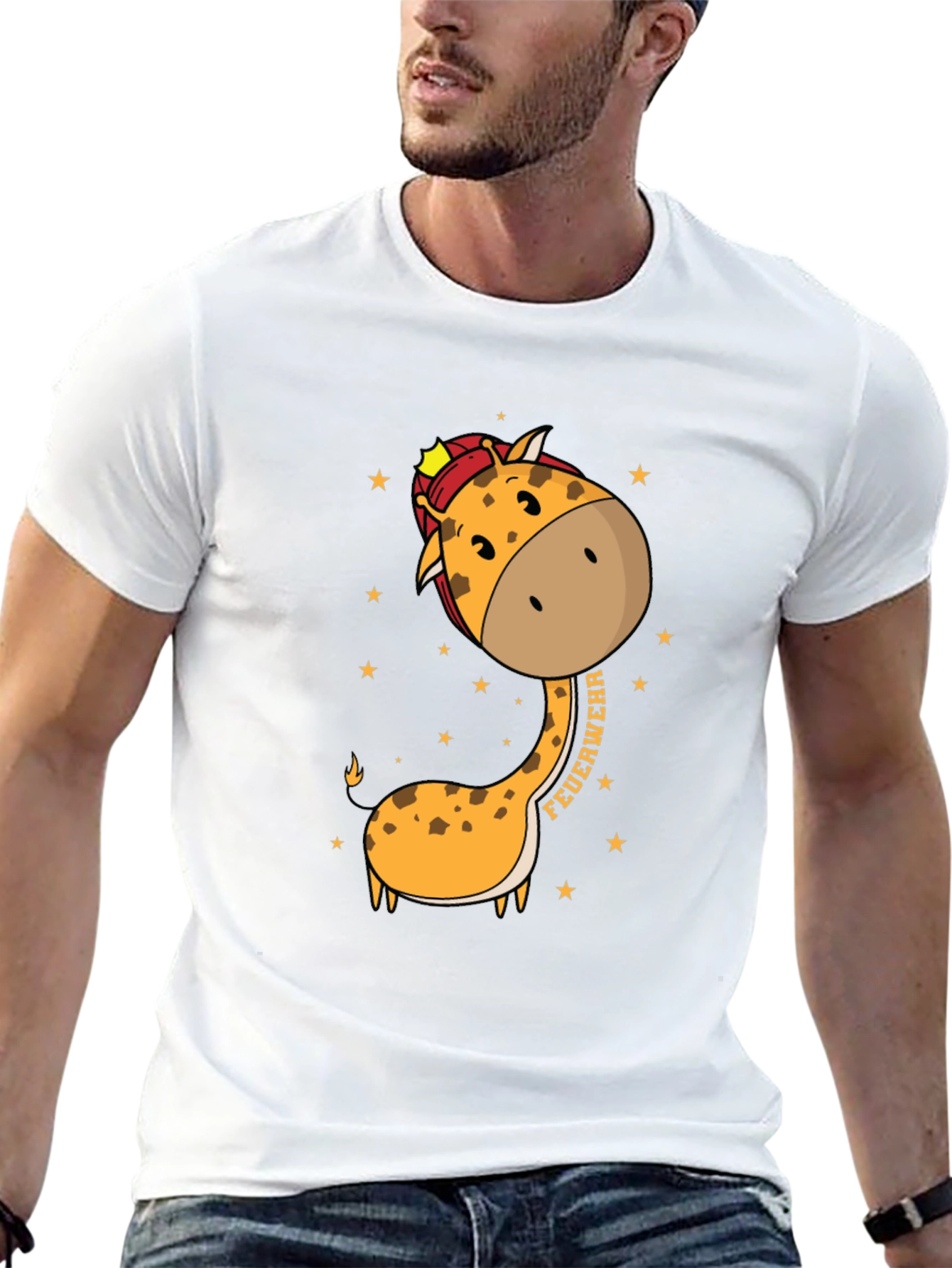 Firefighter Giraffe Graphic T-Shirt