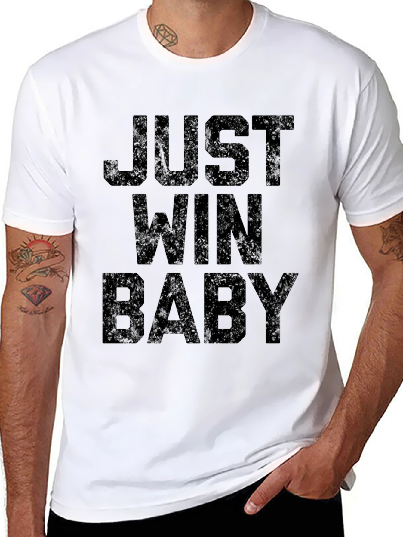 Just Win Baby Graphic Tee - Black Cotton Blend