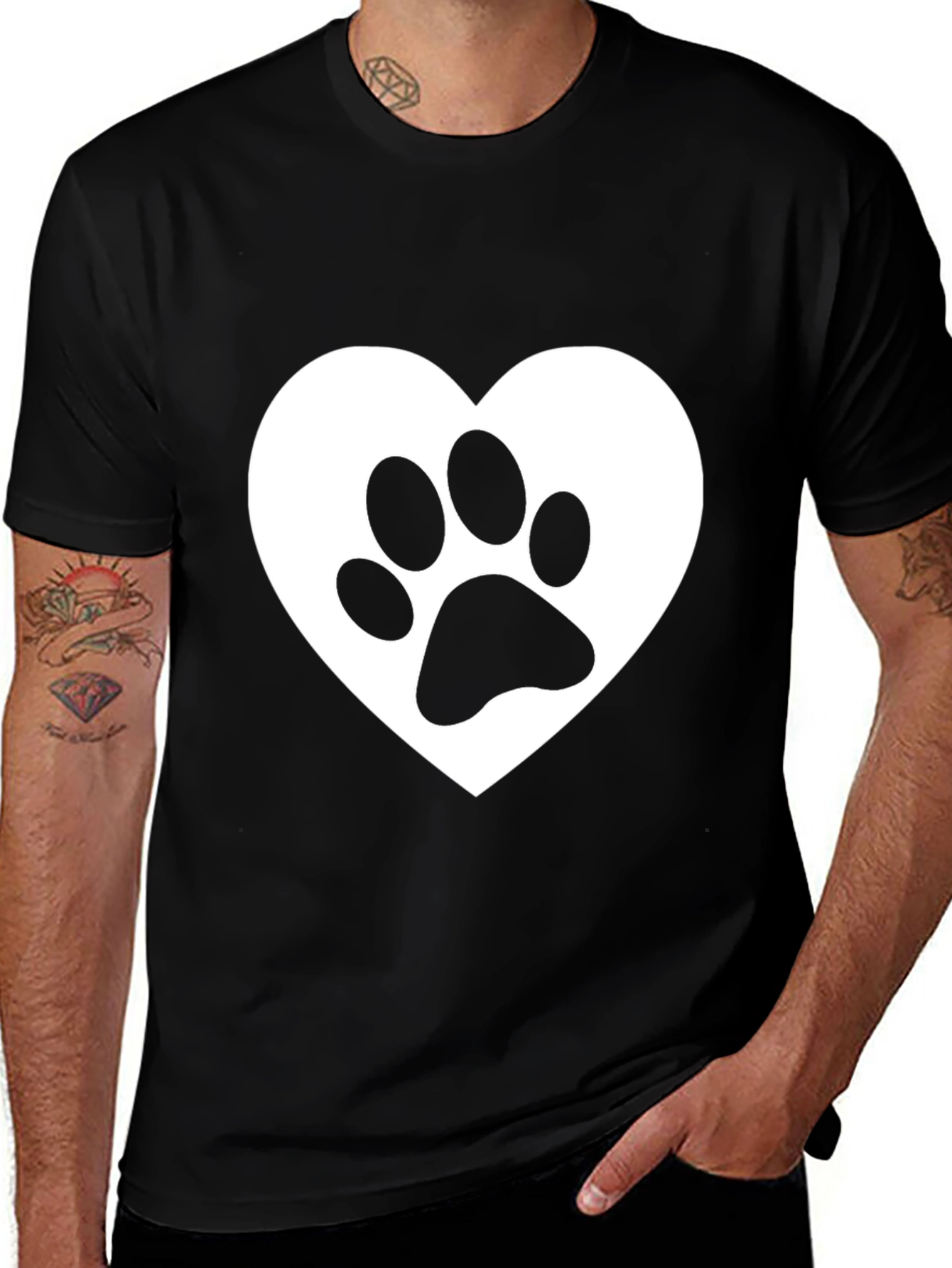Heart Paw Print Black Graphic Tee