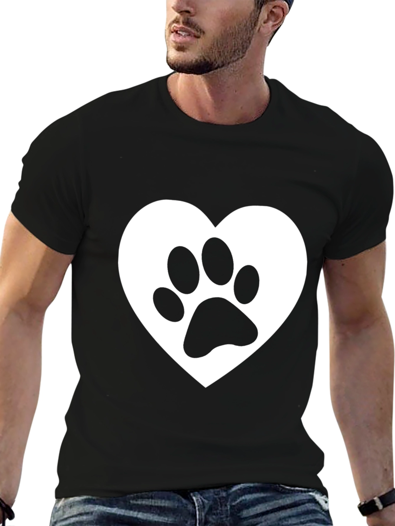 Heart Paw Print Black Graphic Tee