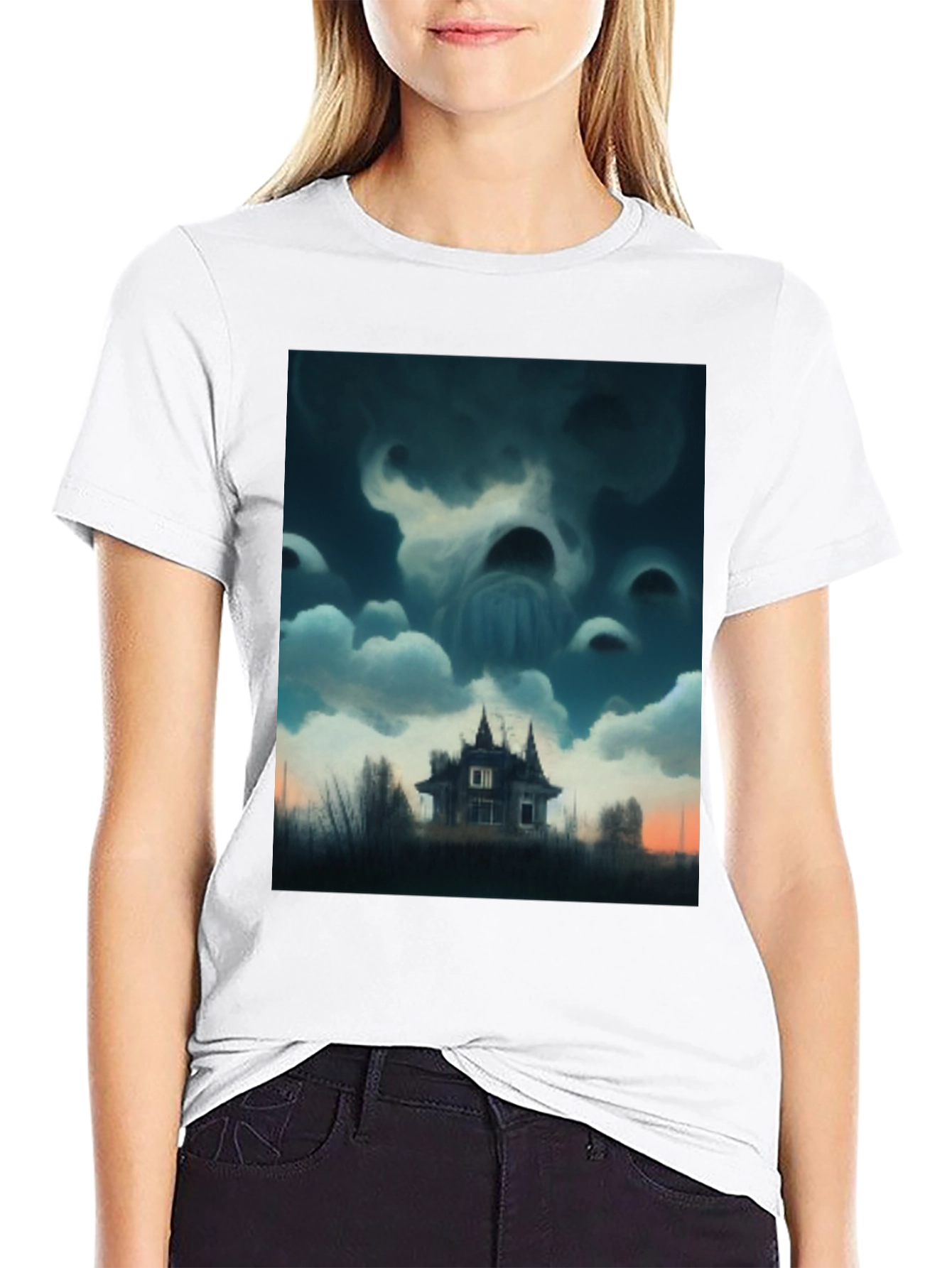 Haunted House Graphic T-Shirt
