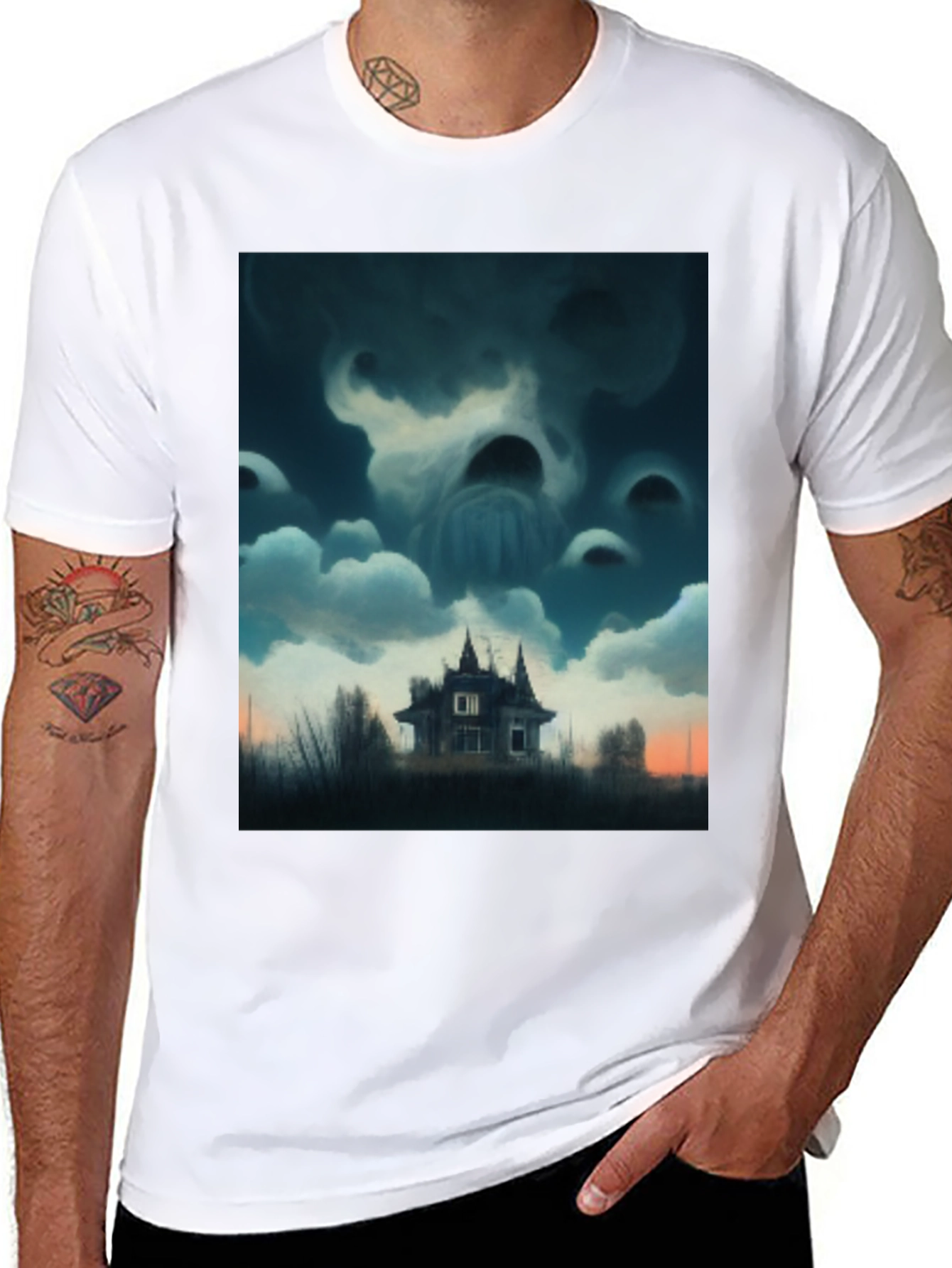 Haunted House Graphic T-Shirt