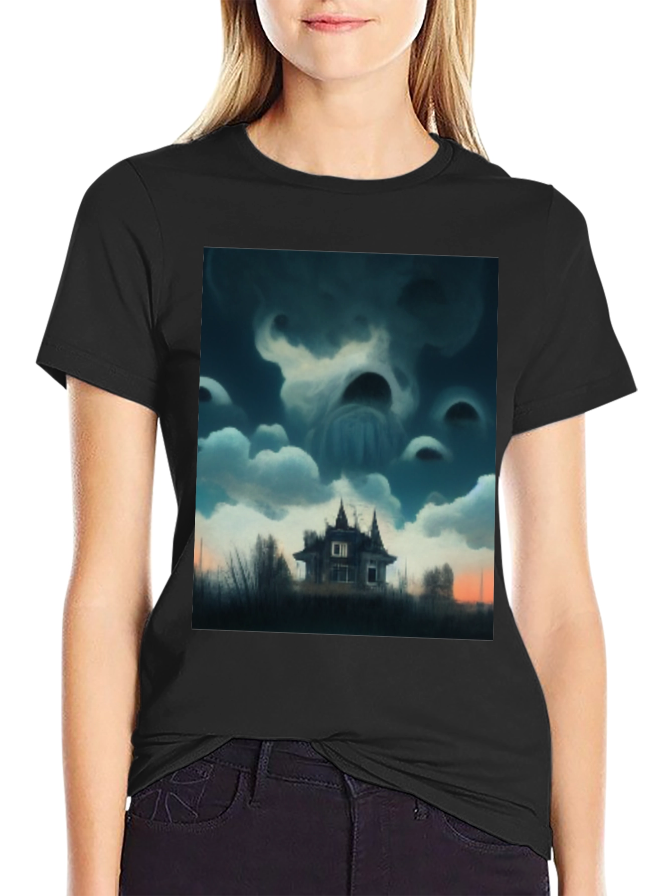 Haunted House Graphic T-Shirt