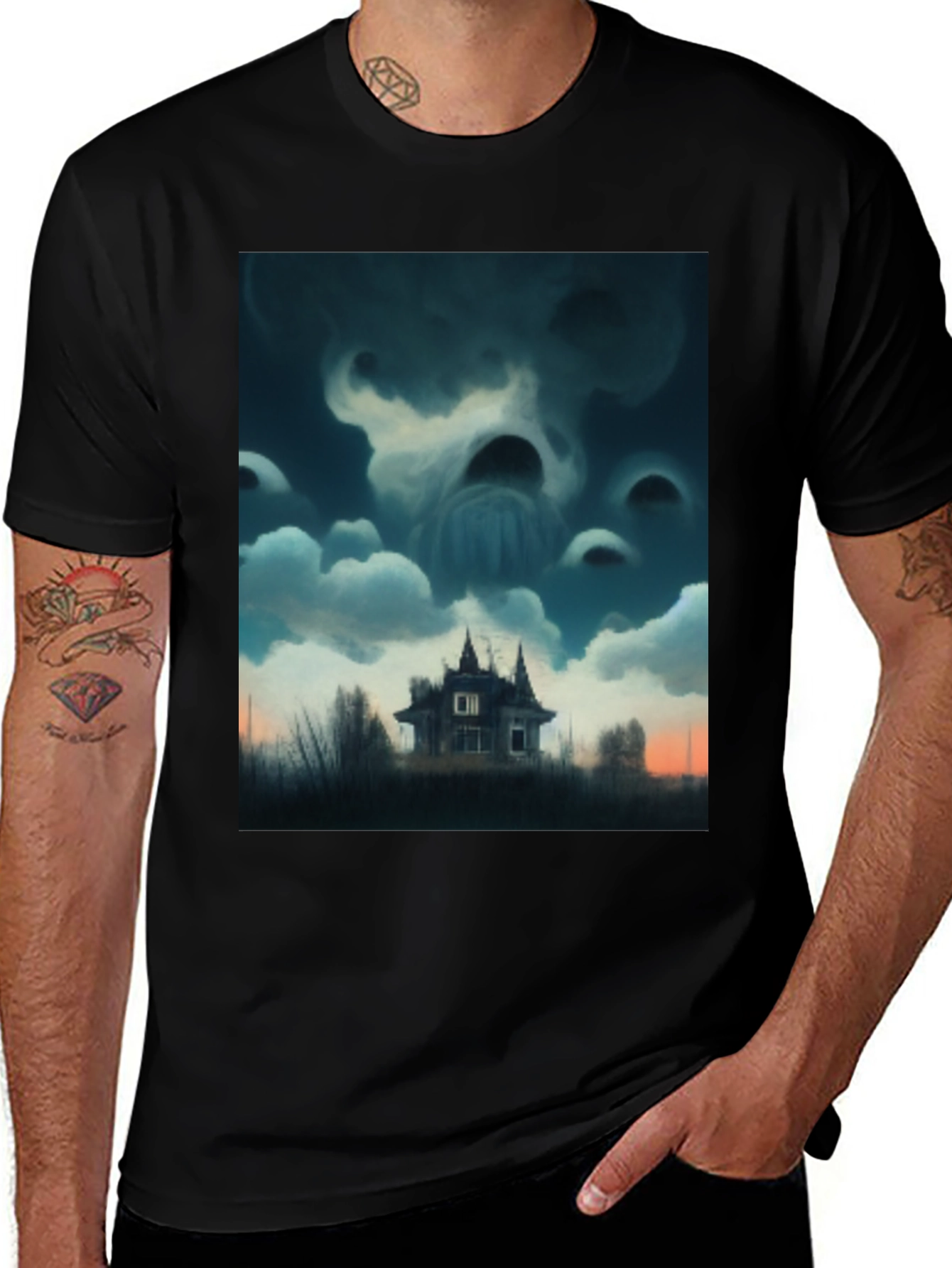 Haunted House Graphic T-Shirt