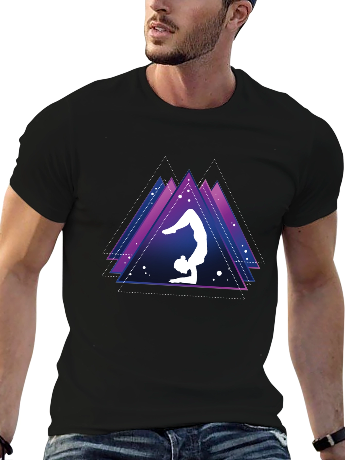 Yoga Pose Graphic Tee - Geometric Triangles
