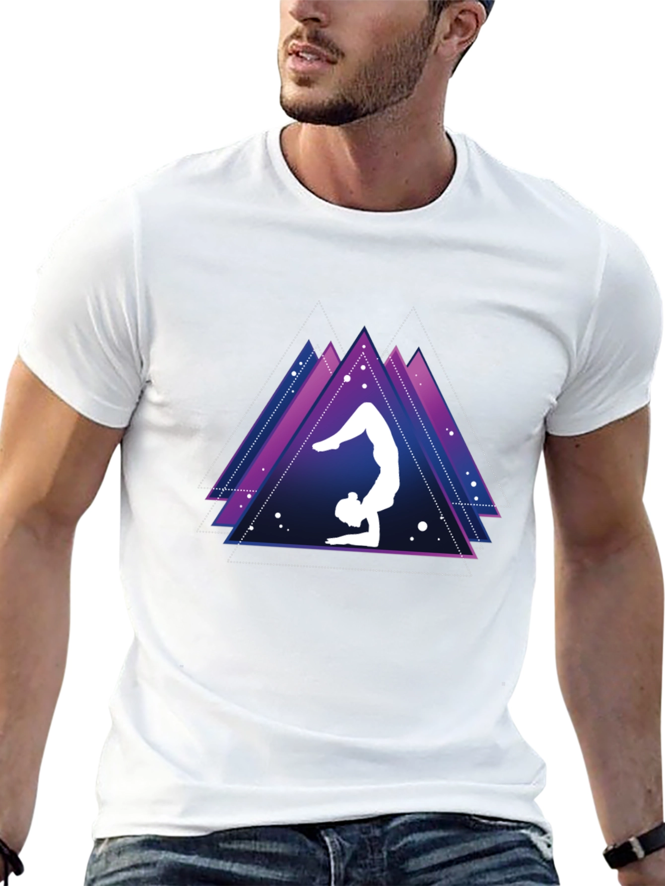 Yoga Pose Graphic Tee - Geometric Triangles