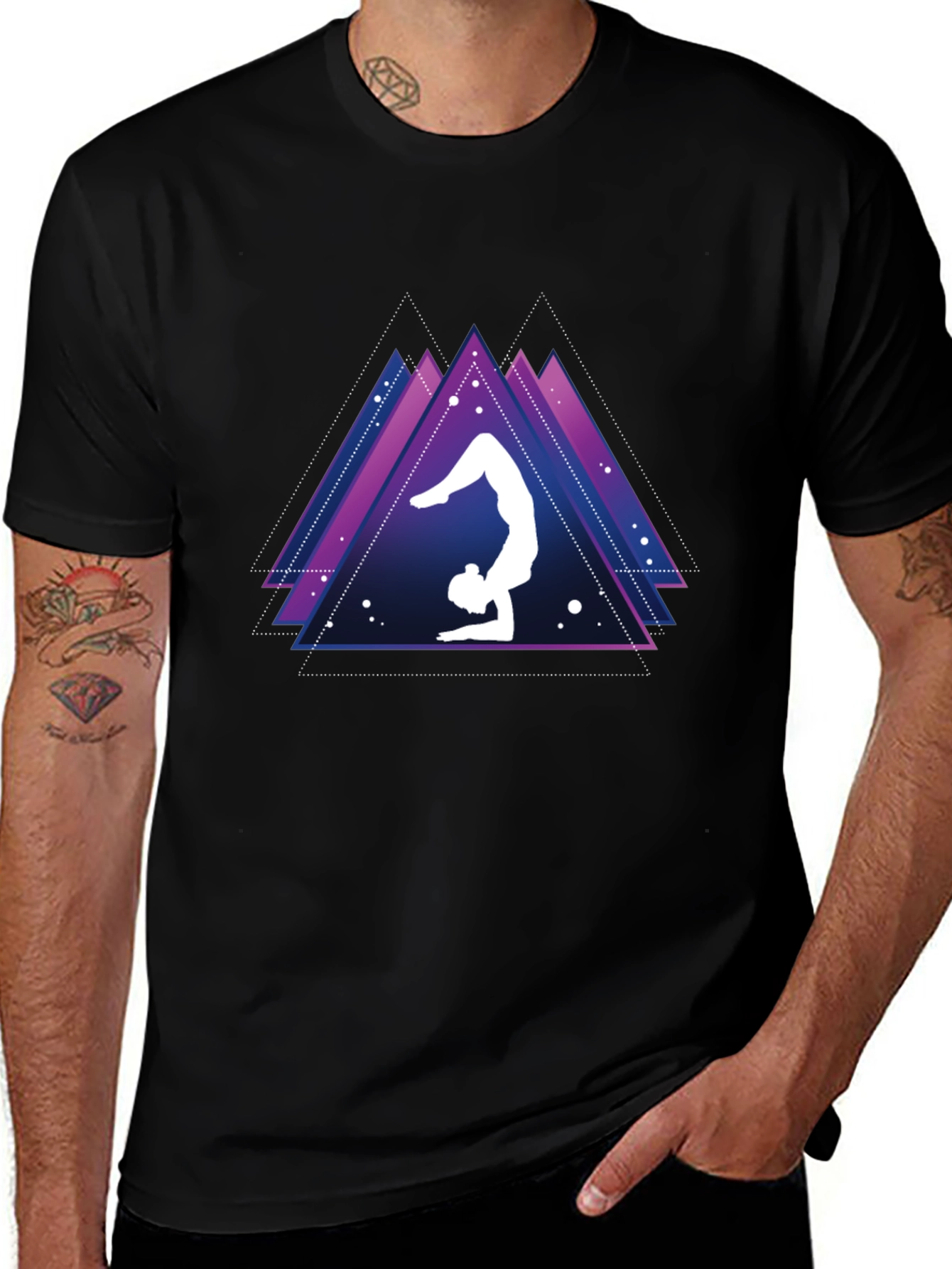 Yoga Pose Graphic Tee - Geometric Triangles