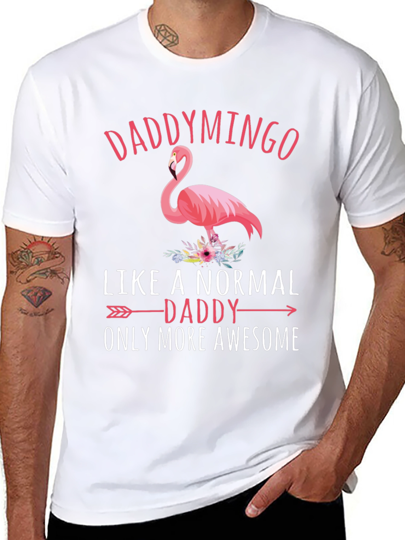 Daddymingo Flamingo Black Graphic T-Shirt