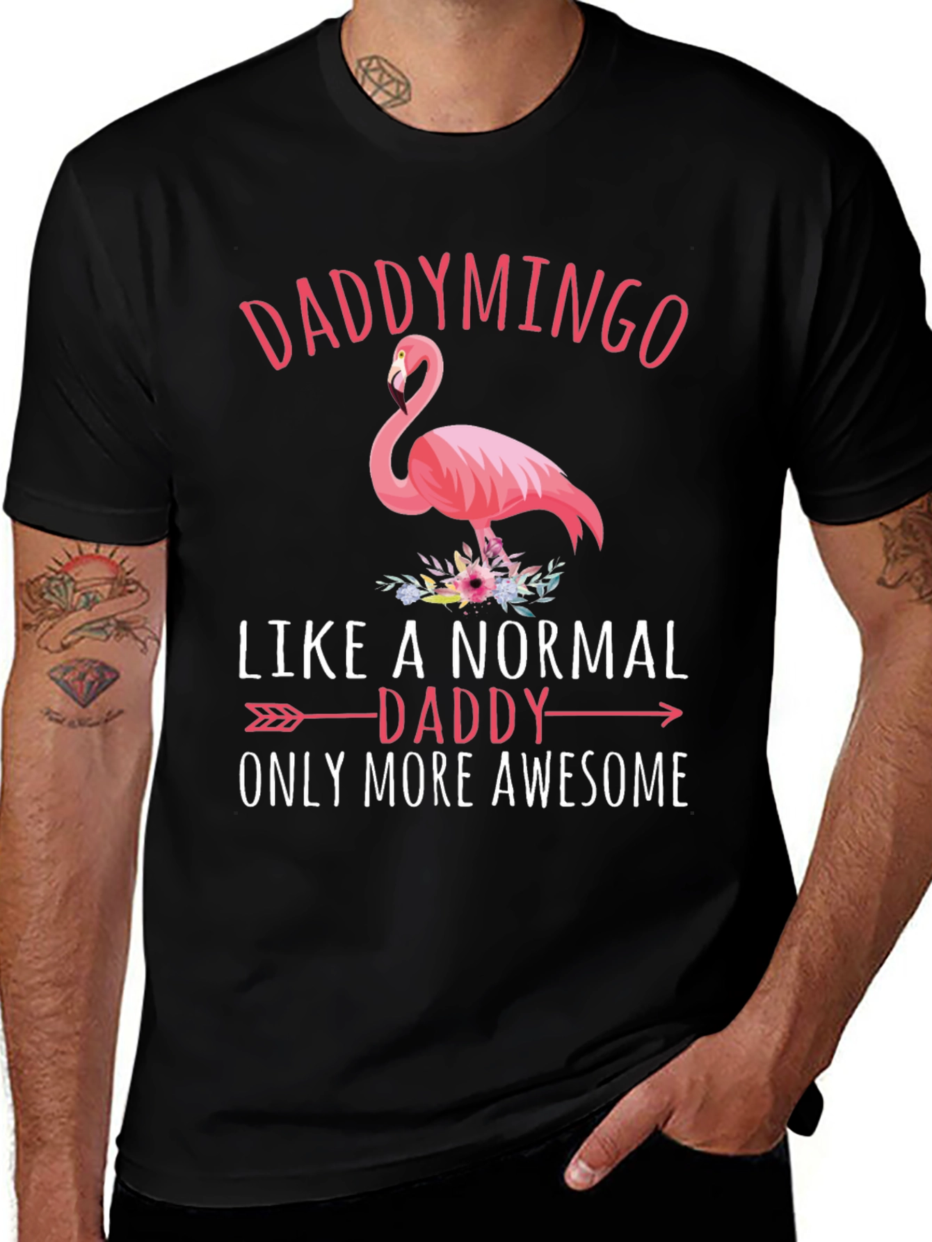 Daddymingo Flamingo Black Graphic T-Shirt