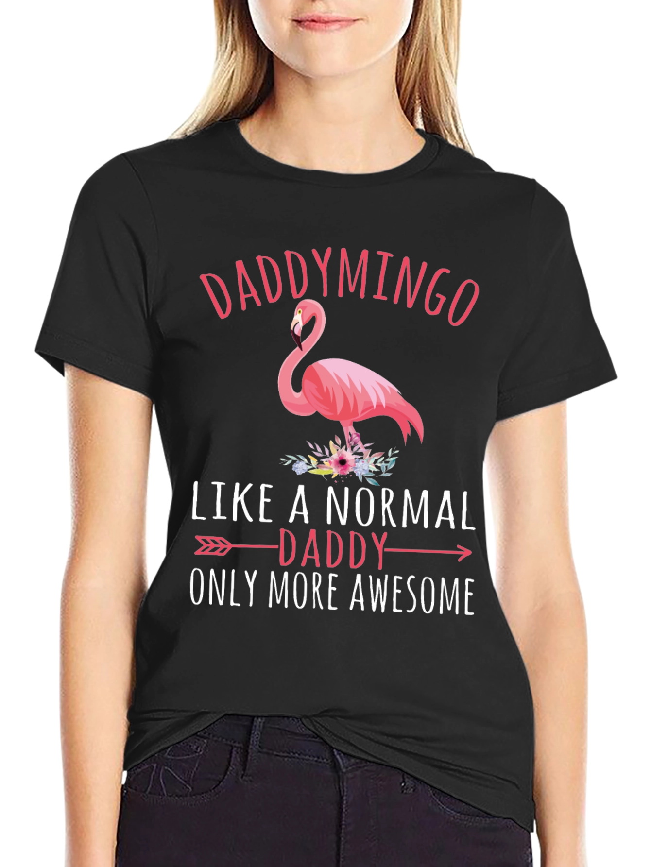 Daddymingo Flamingo Black Graphic T-Shirt