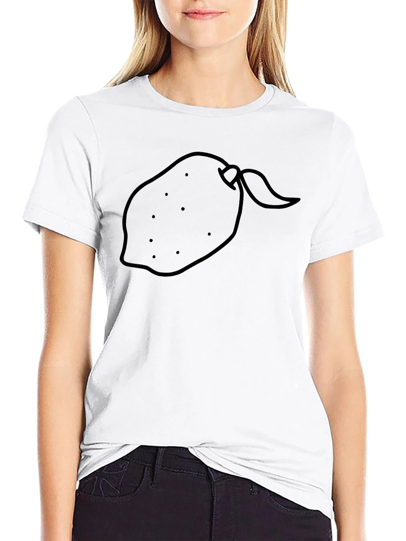 Black T-Shirt with Lemon Graphic Print