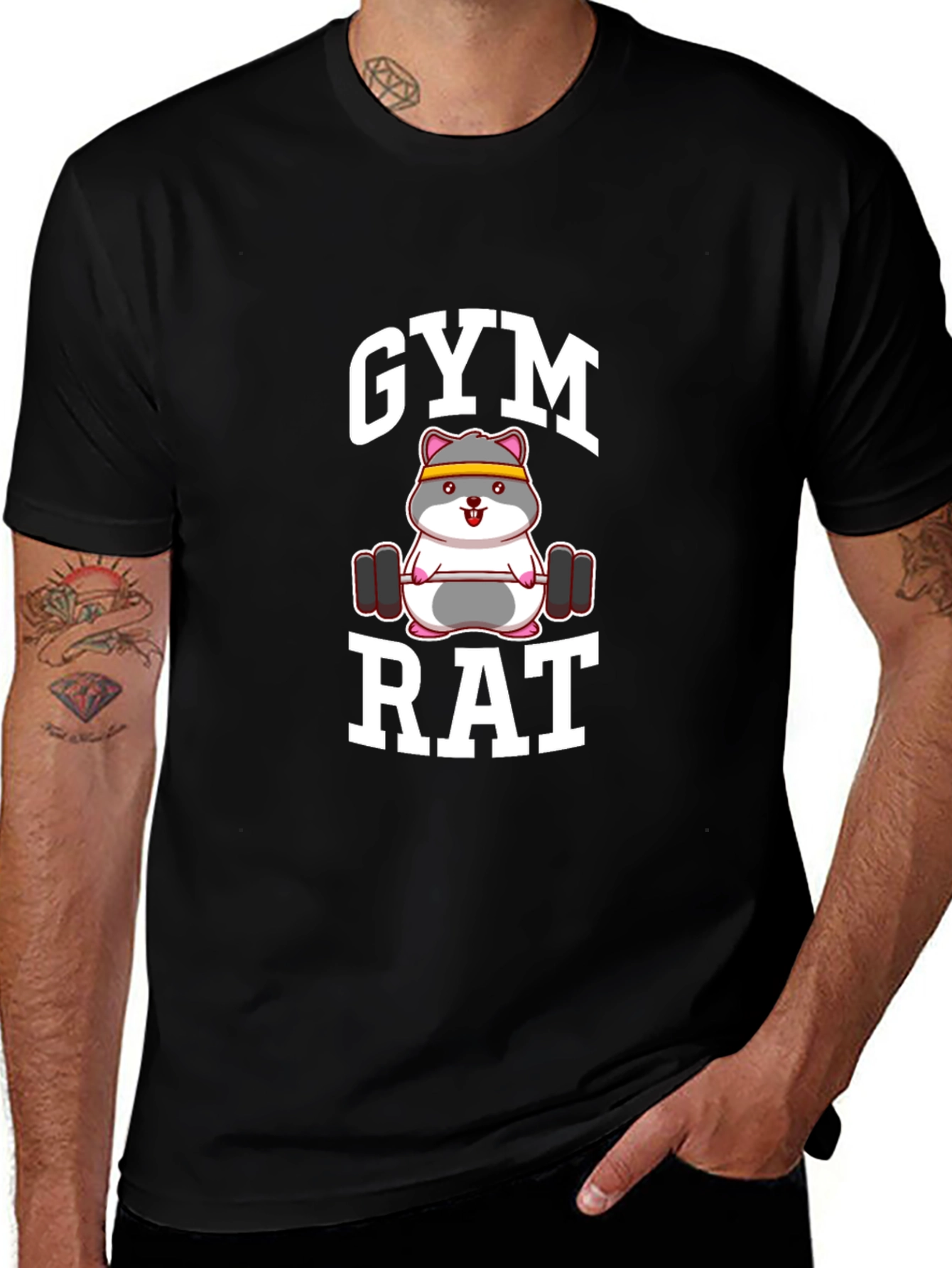 Gym Rat Hamster Black T-Shirt