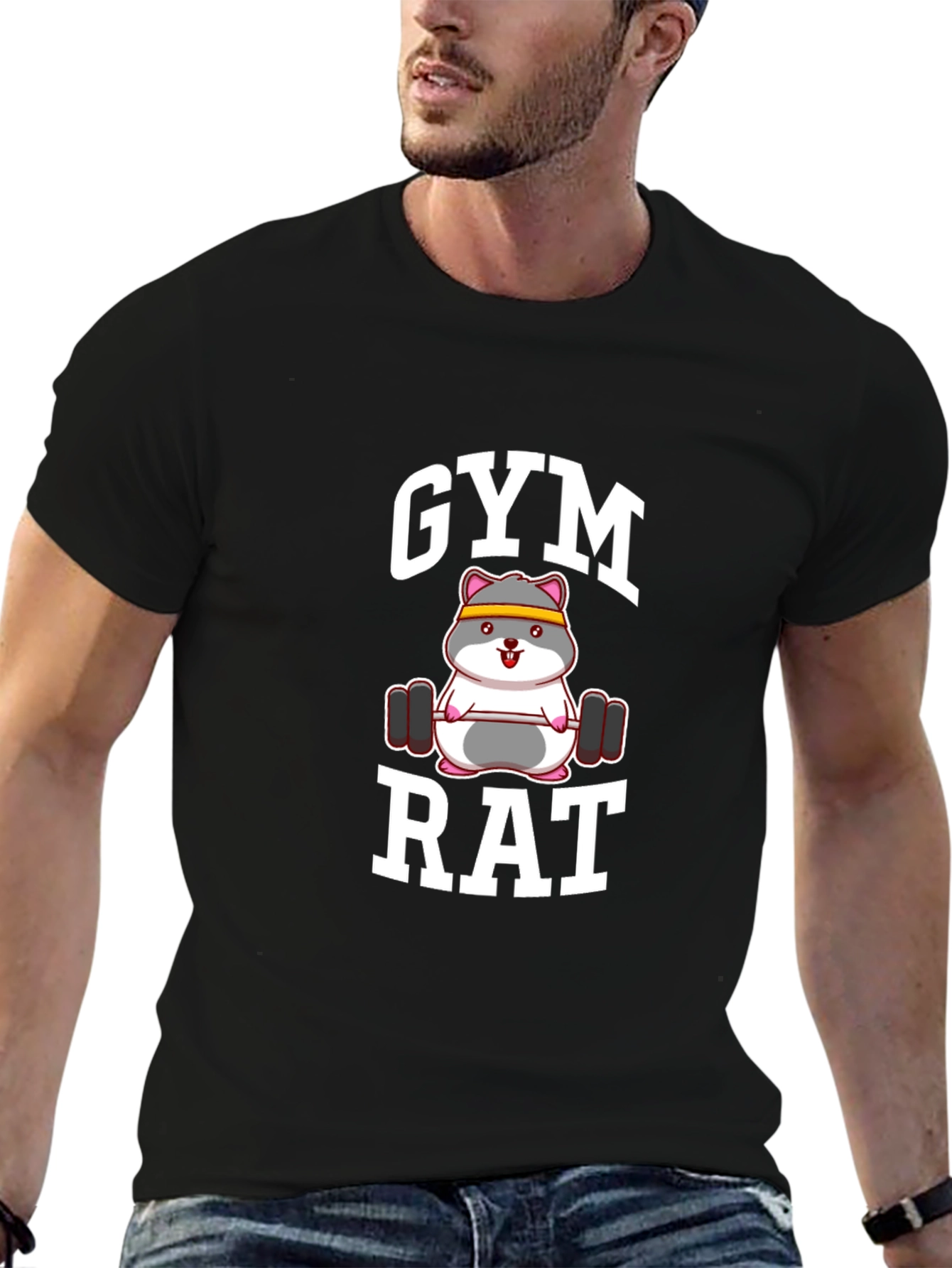 Gym Rat Hamster Black T-Shirt