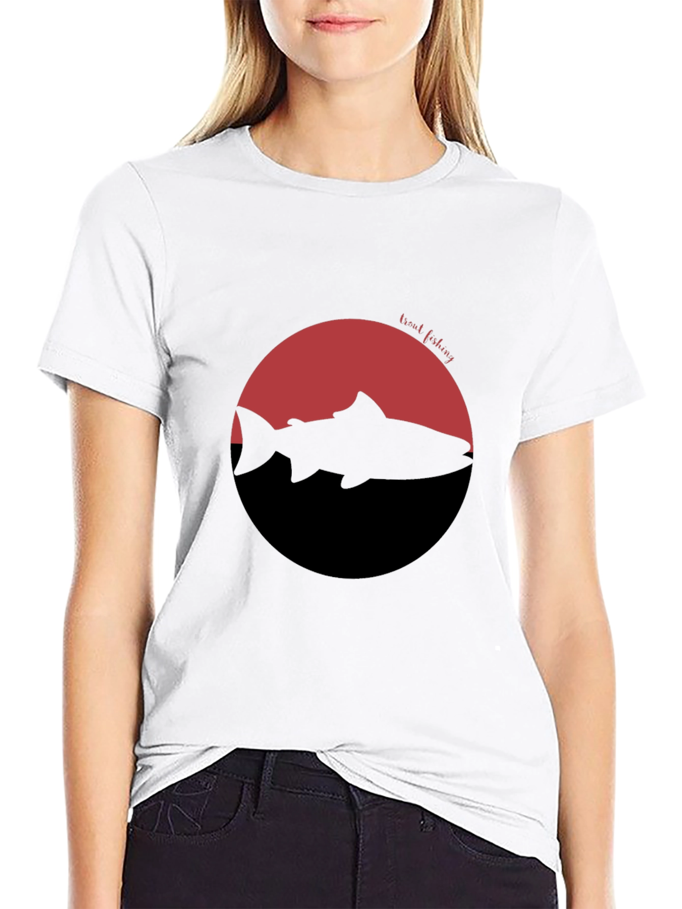 Trout Fishing Graphic T-Shirt - Black
