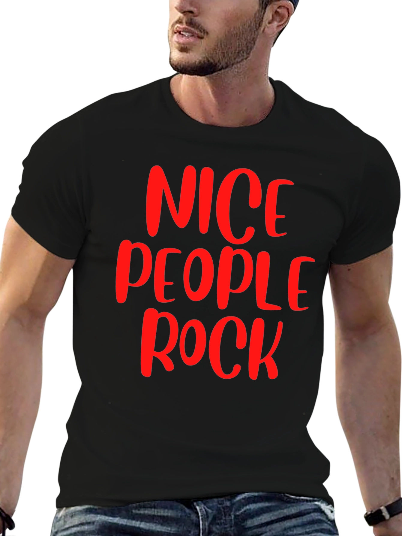 Nice People Rock Graphic T-Shirt - Black