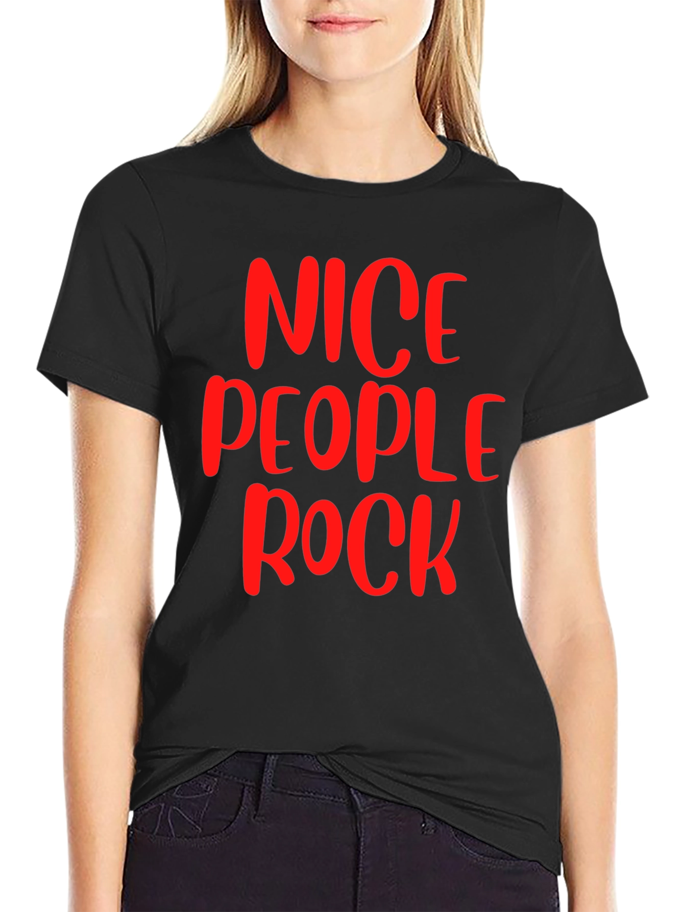 Nice People Rock Graphic T-Shirt - Black