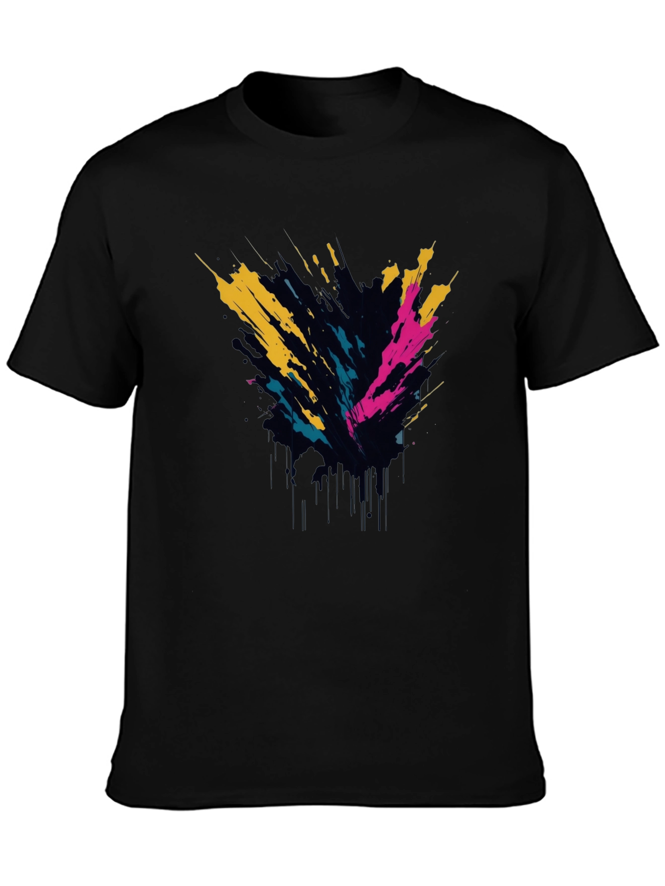 Abstract Splatter Graphic Tee - Mens Black T-Shirt