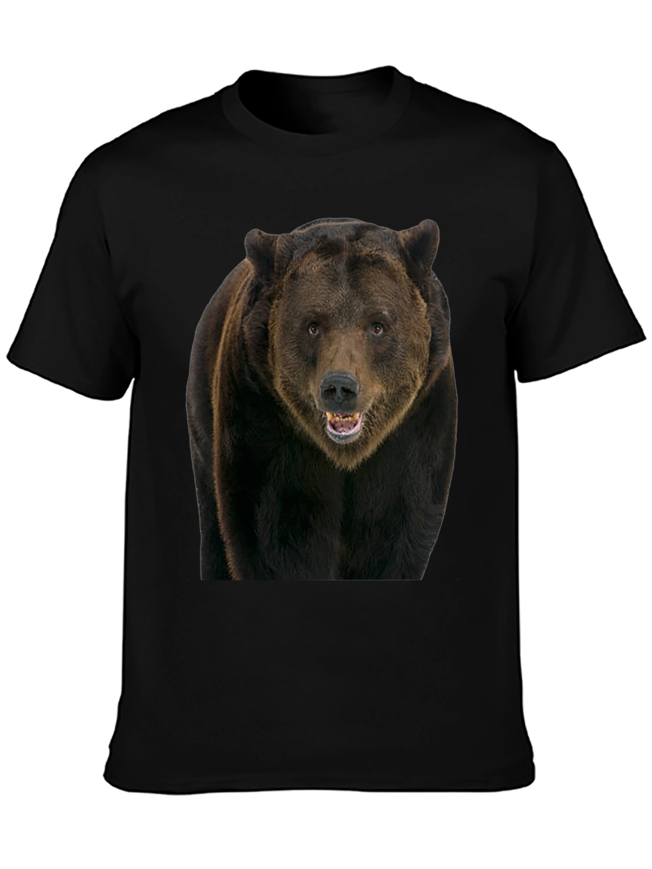 Grizzly Bear Graphic Tee - Black Cotton Shirt