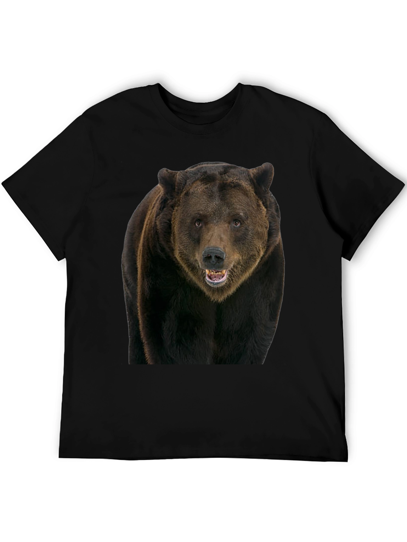 Grizzly Bear Graphic Tee - Black Cotton Shirt