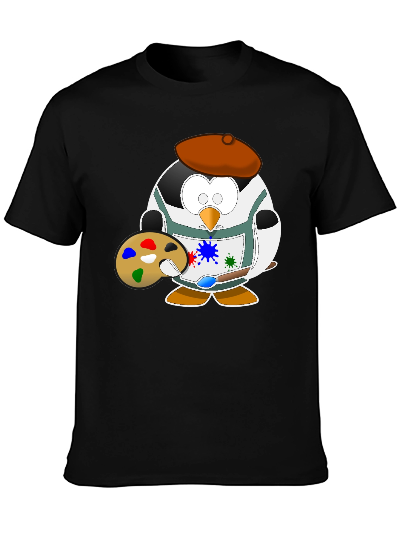 Penguin Artist Graphic Tee - Black Cotton T-Shirt
