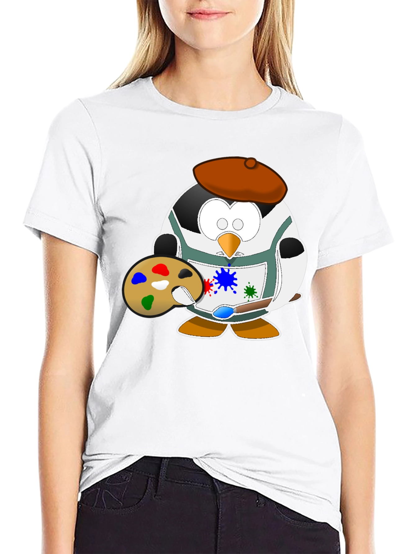 Penguin Artist Graphic Tee - Black Cotton T-Shirt