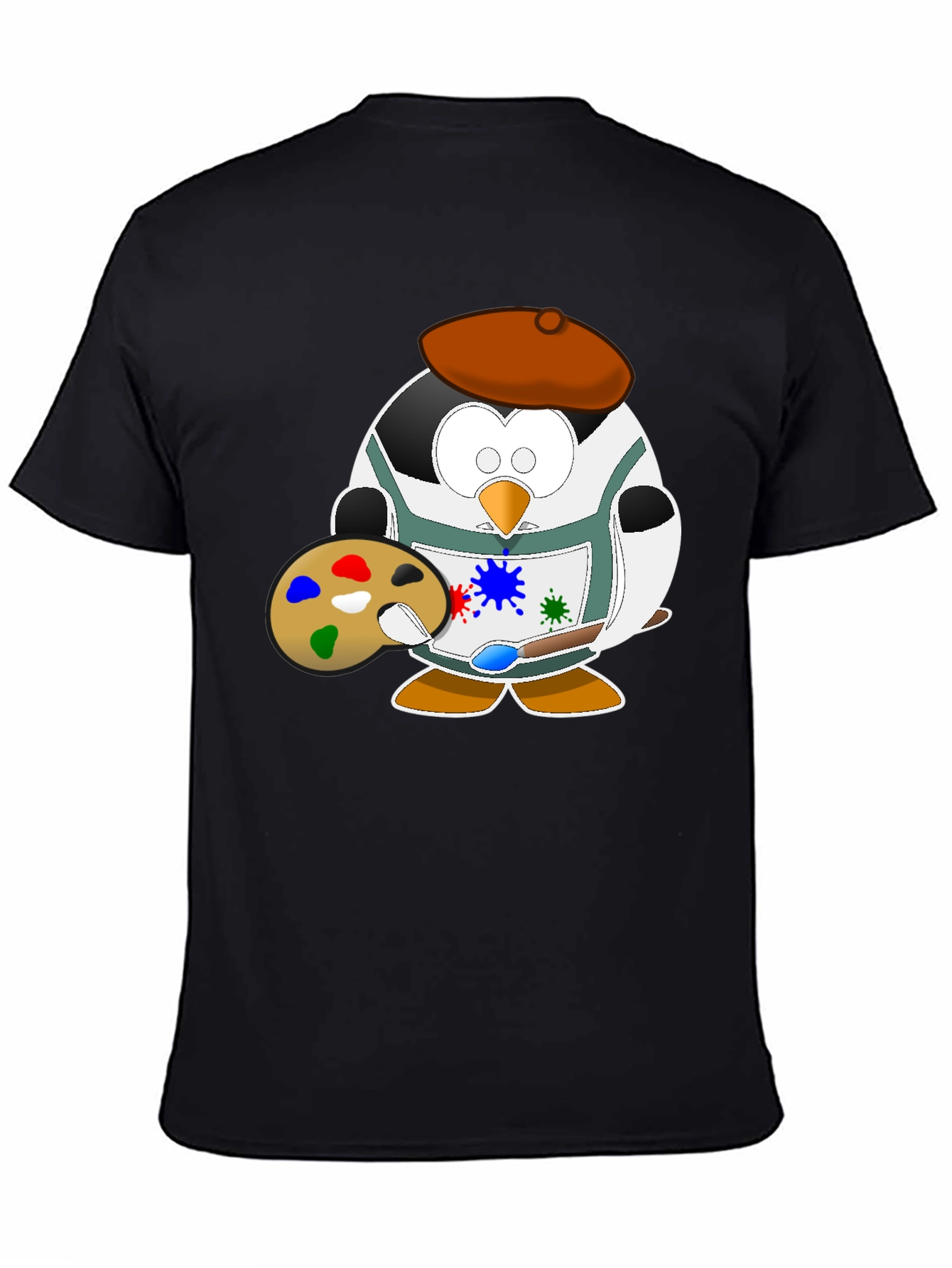Penguin Artist Graphic Tee - Black Cotton T-Shirt