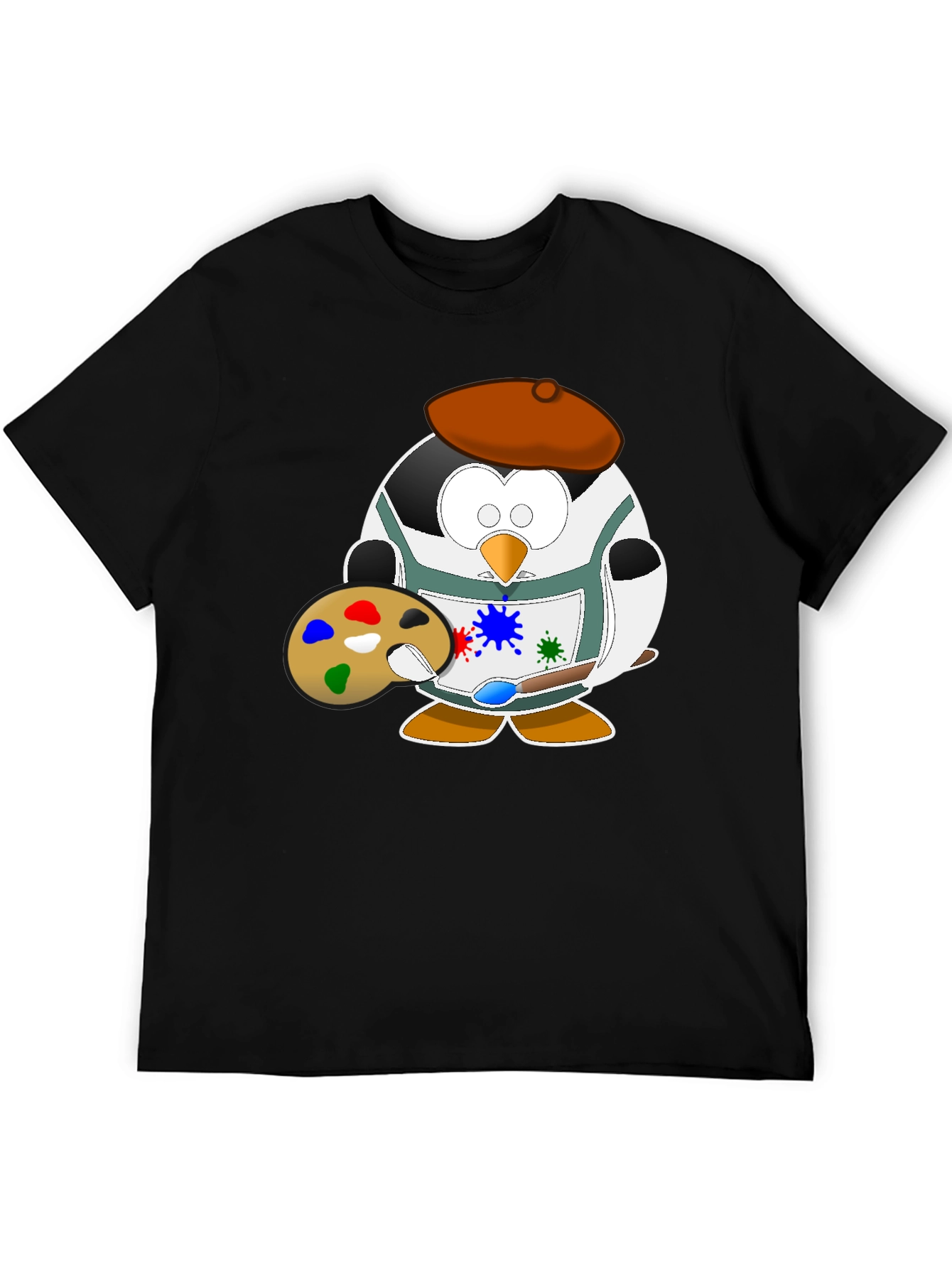 Penguin Artist Graphic Tee - Black Cotton T-Shirt