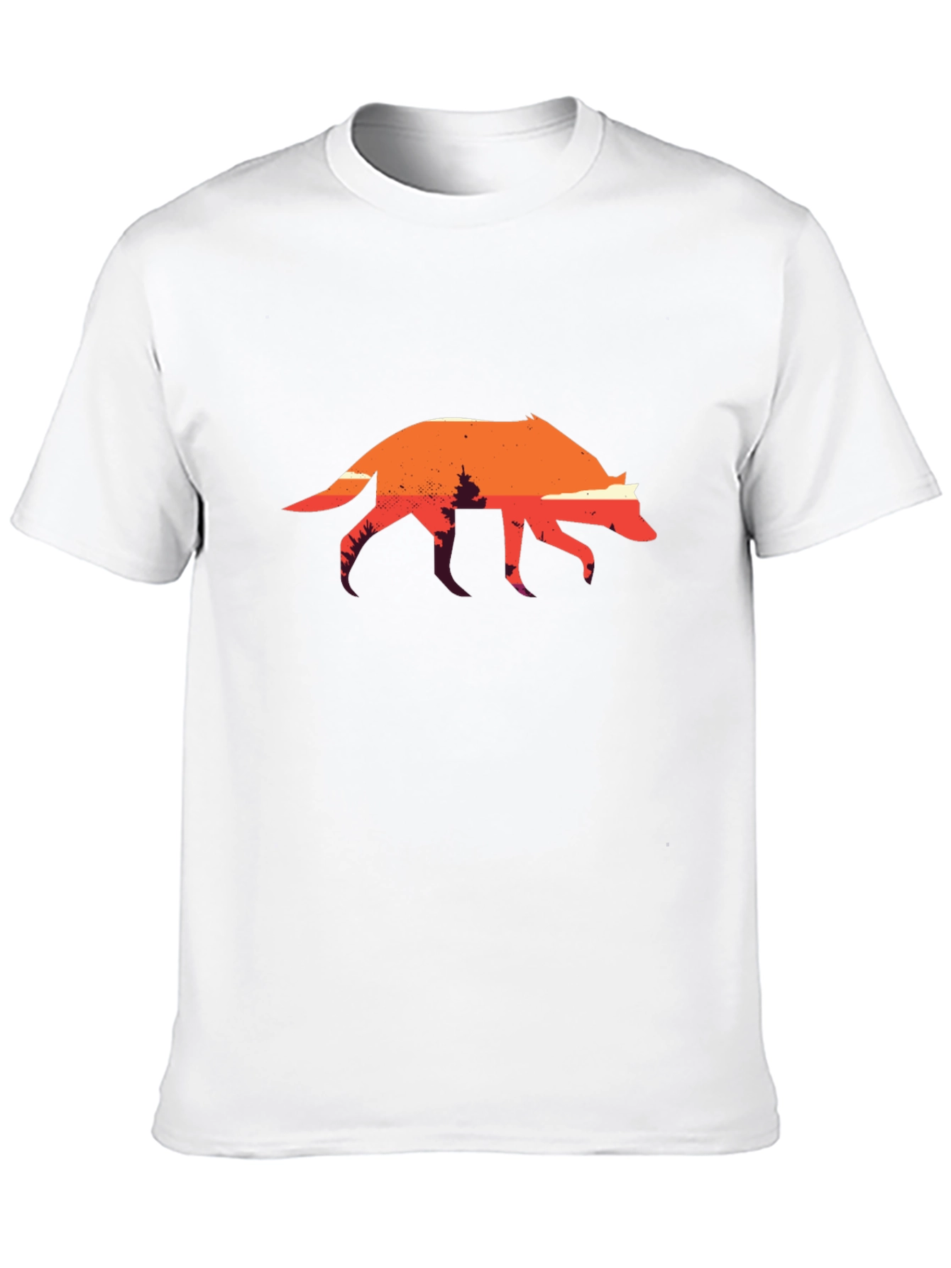 Sunset Wolf Graphic Tee - Black Cotton T-Shirt