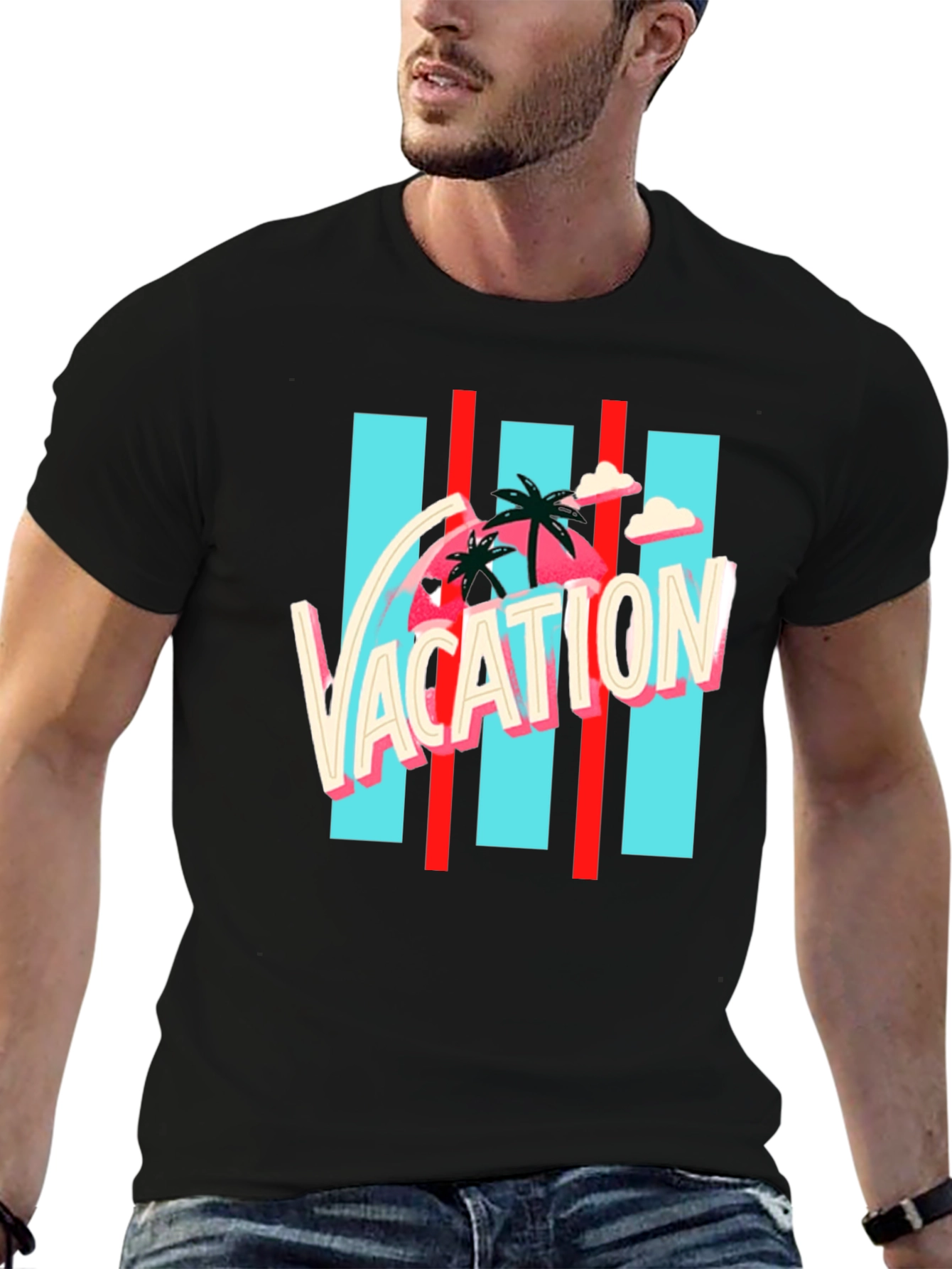 Vacation Graphic Tee - Retro Palm Design