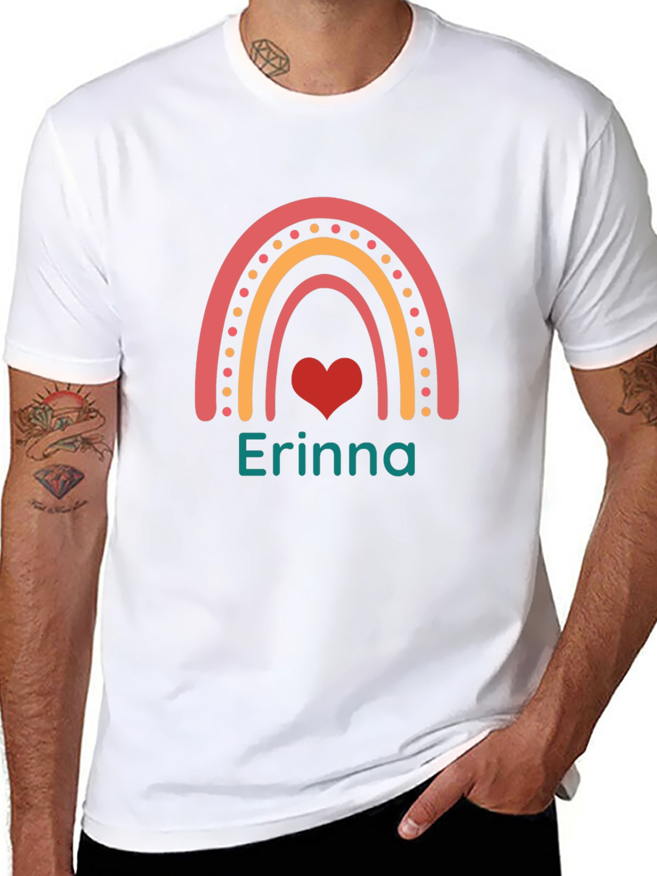 Erinna Rainbow Heart Custom T-Shirt