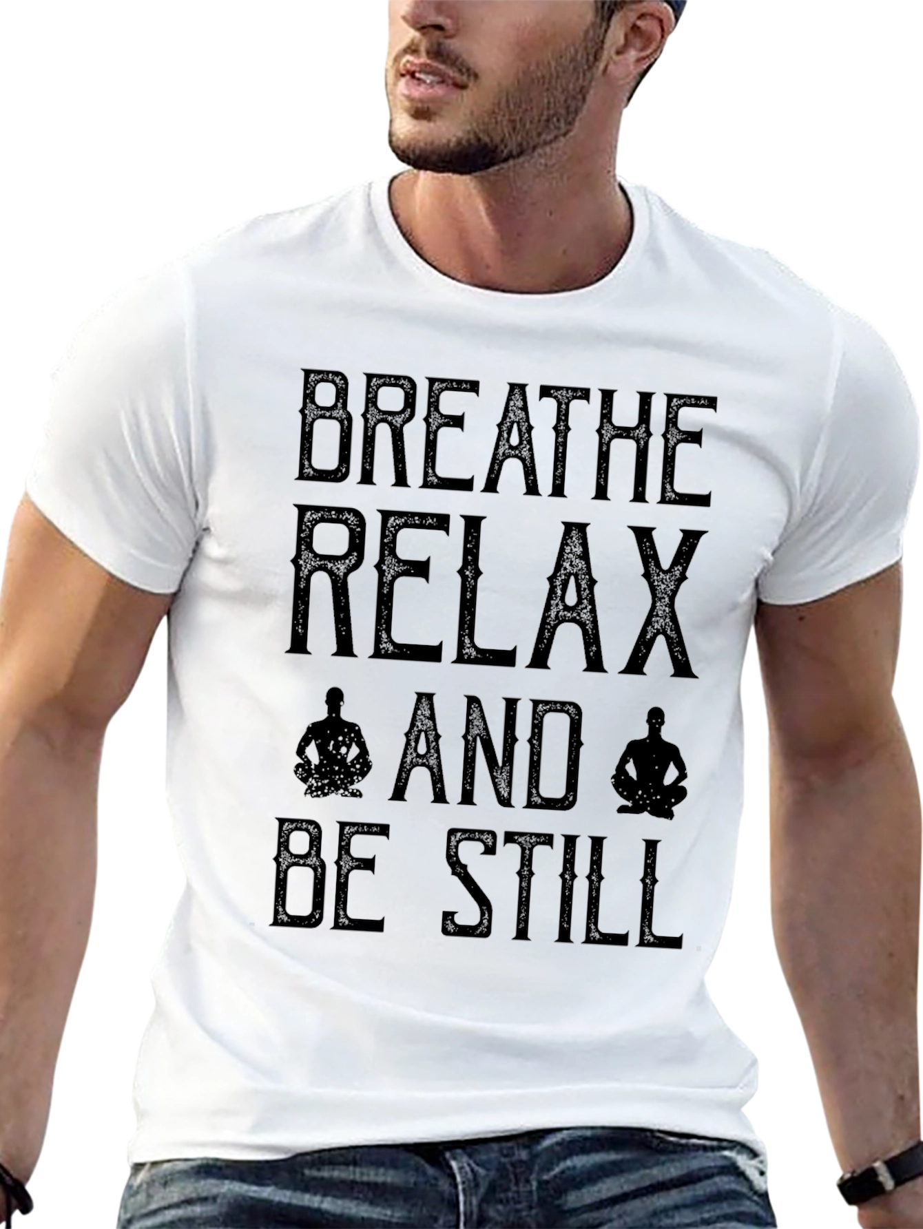 Breathe Relax Be Still Mens Black T-Shirt