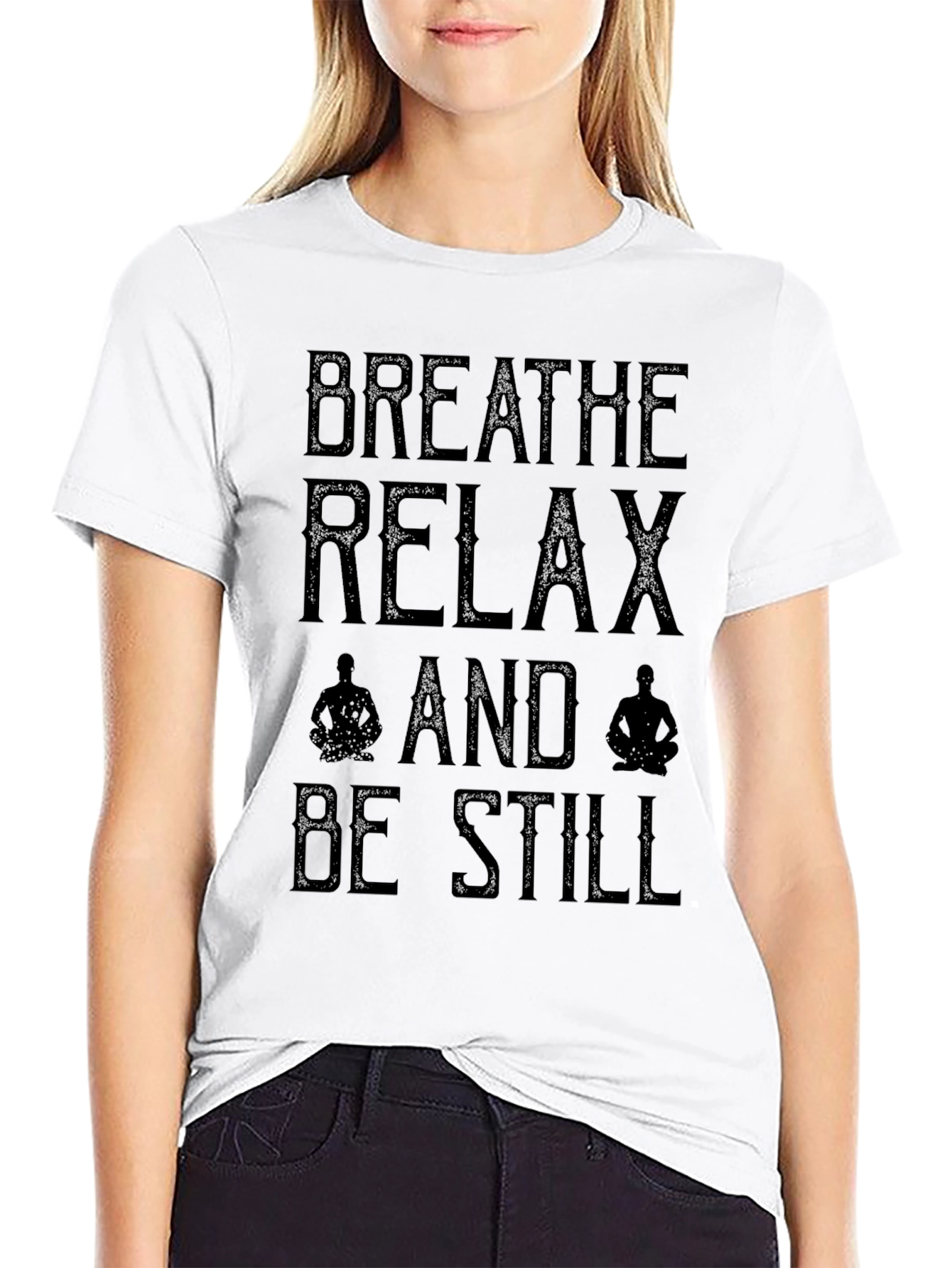 Breathe Relax Be Still Mens Black T-Shirt