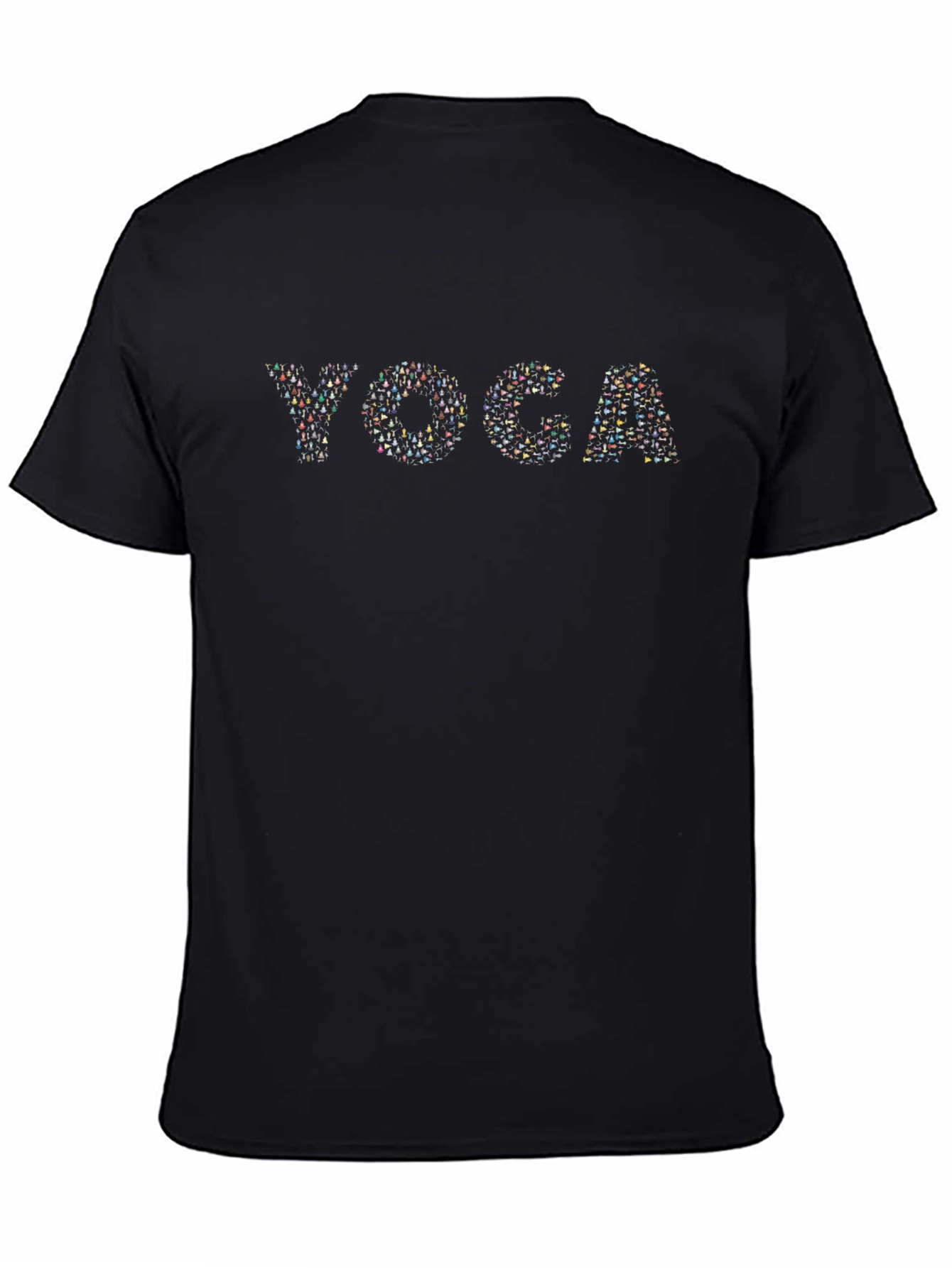 Yoga Pattern Graphic Black T-Shirt