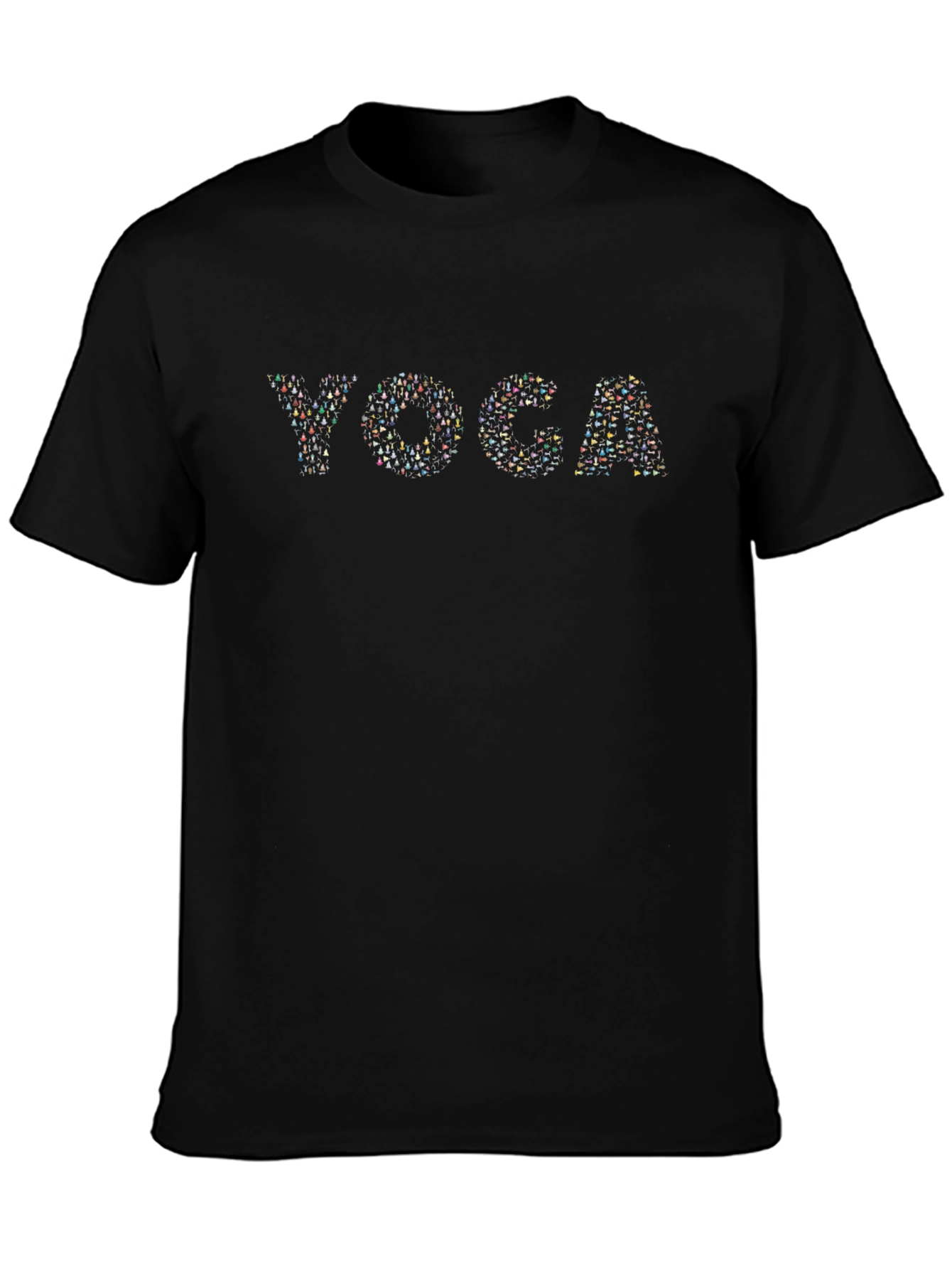 Yoga Pattern Graphic Black T-Shirt