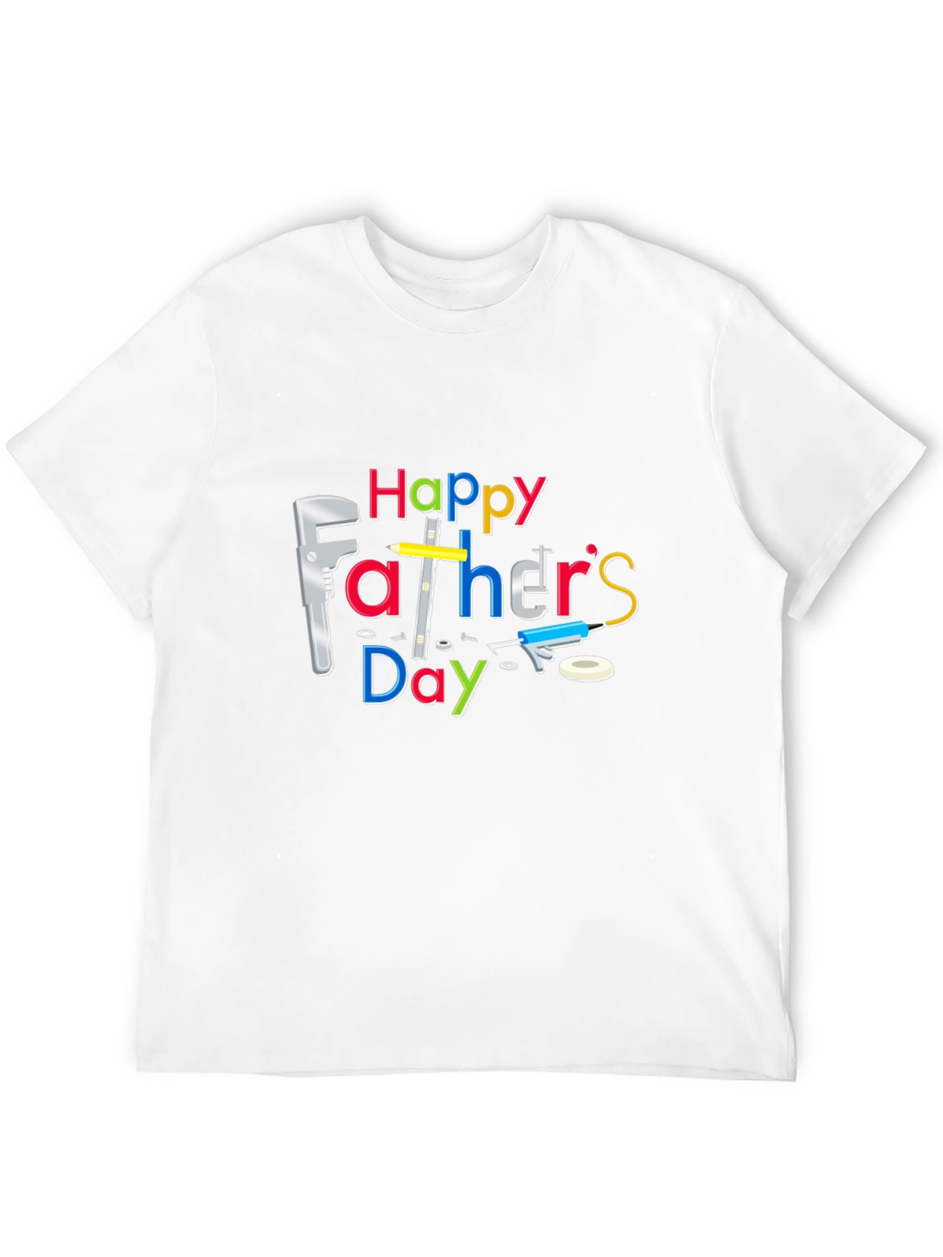 Happy Fathers Day T-Shirt - Black Crew Neck Tee